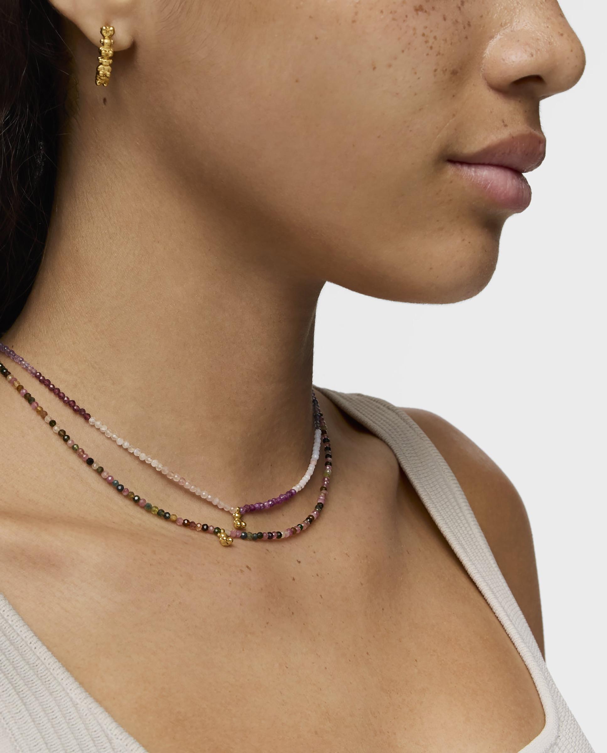Colar Bold Bear Curto Banhado em Ouro 18 Kt Sobre Prata e Turmalinas Multicolor-5