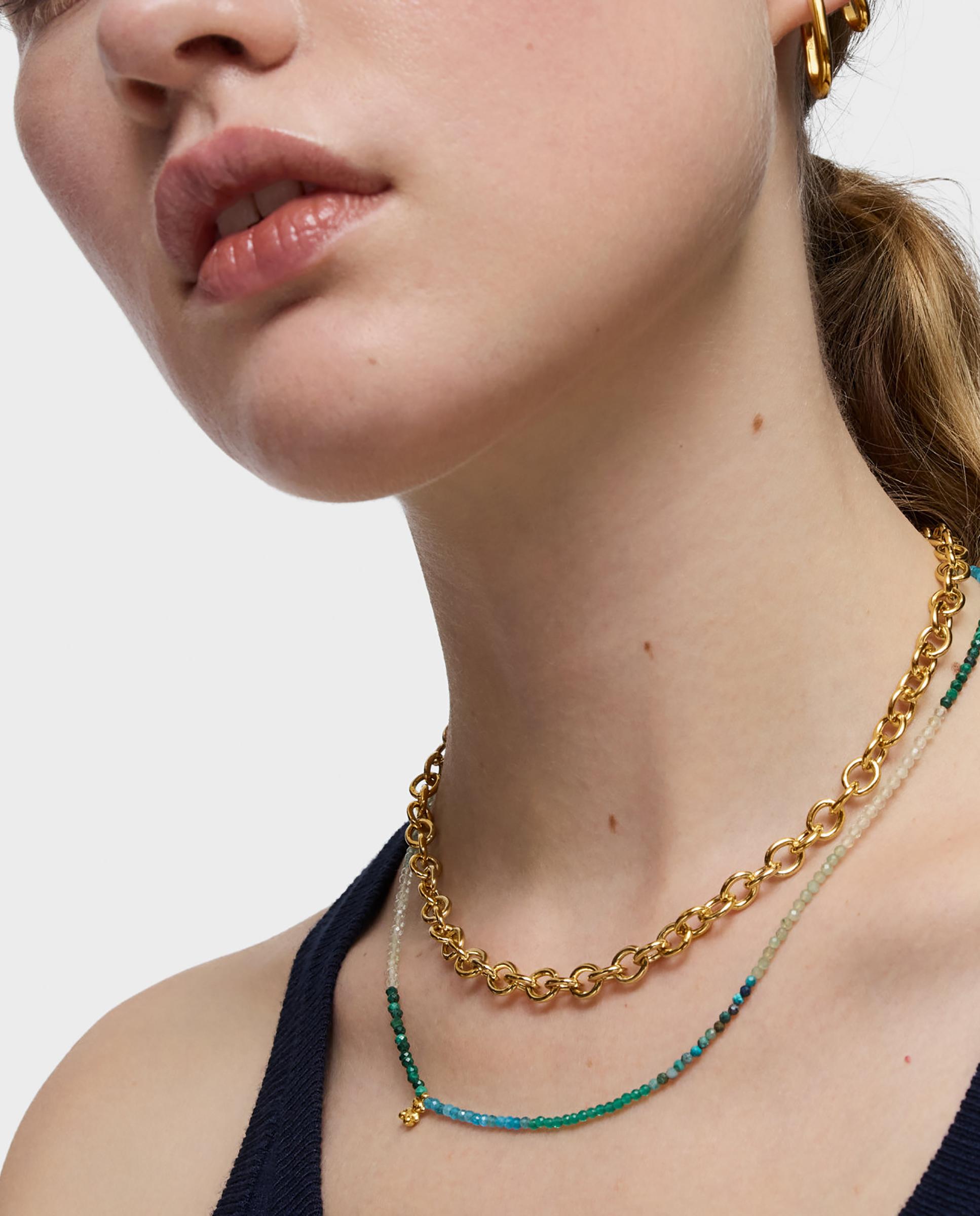 Colar Bold Bear Curto Banhado em Ouro 18 Kt Sobre Prata e Turmalinas Multicolor-5