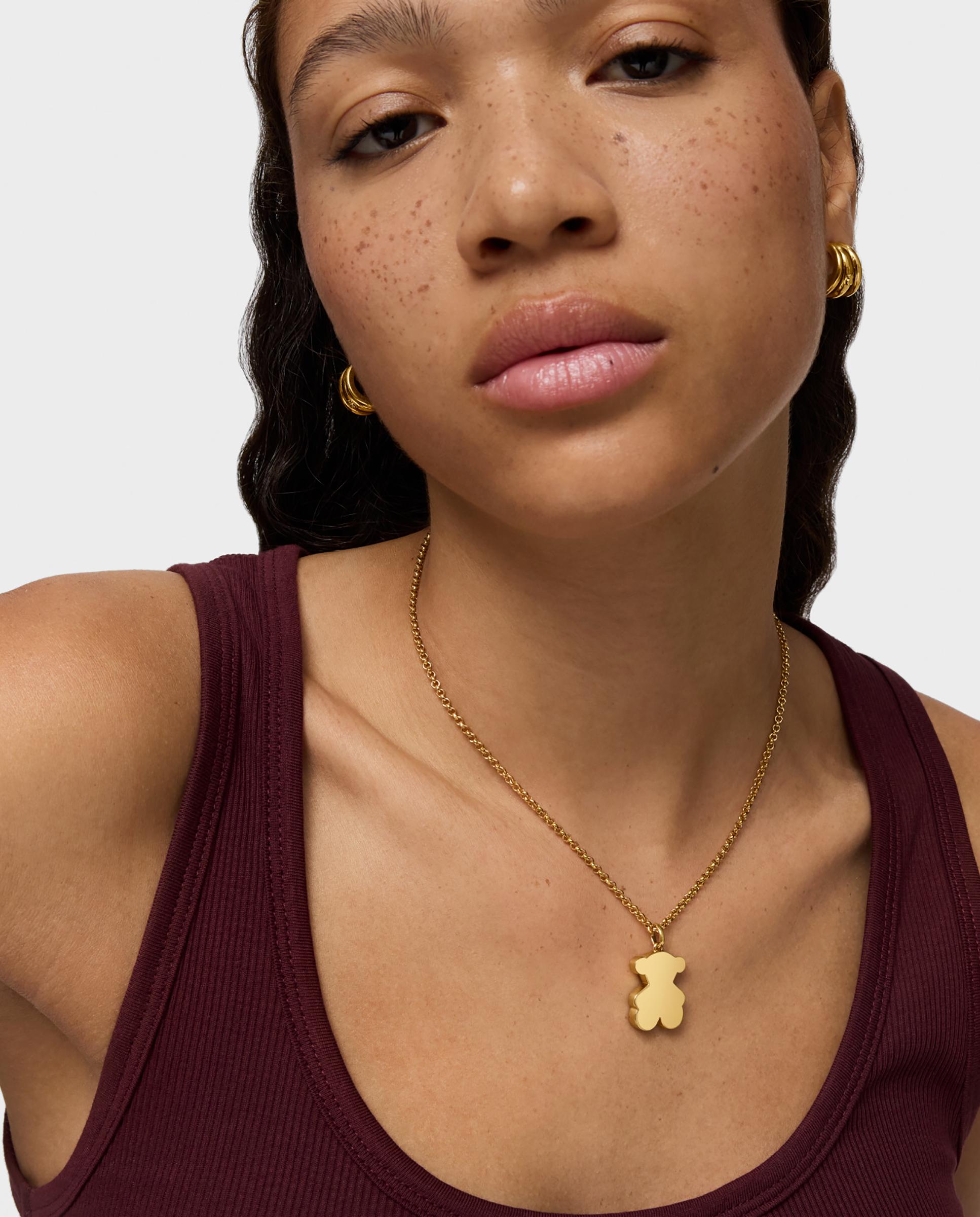 Pendente Sweet Dolls Médio com Urso Banhado em Ouro 18 Kt Sobre Prata Dourado-5