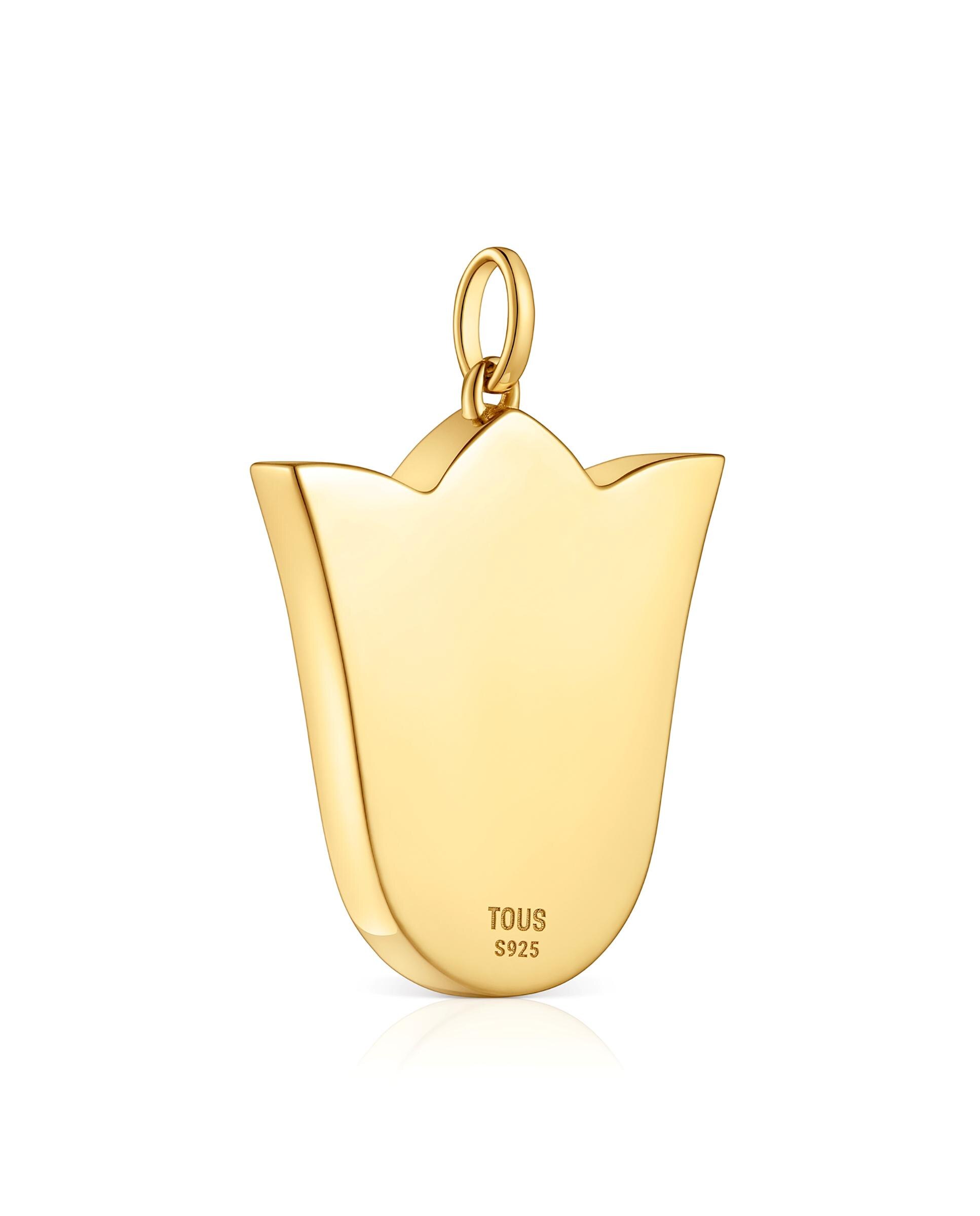 Pendente Sweet Dolls Médio com Tulipa Banhado em Ouro 18 Kt Sobre Prata Dourado-3