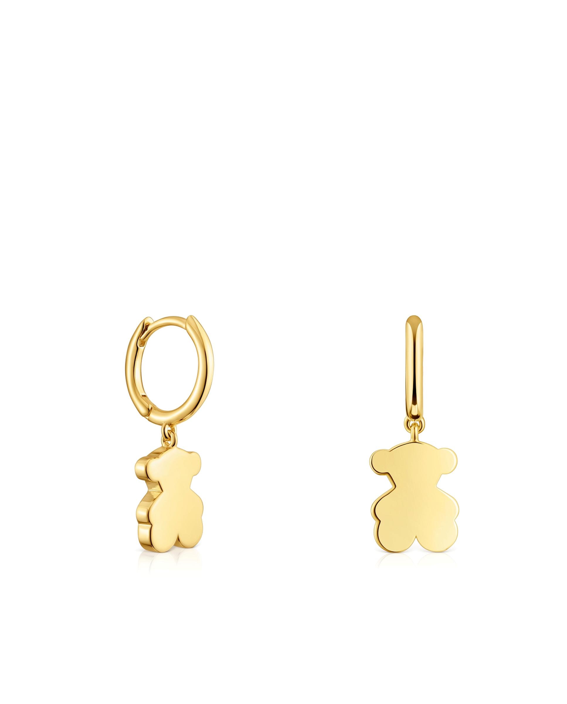 Brincos de Aro Sweet Dolls Banhados em Ouro 18 Kt Sobre Prata com Urso Dourado-1