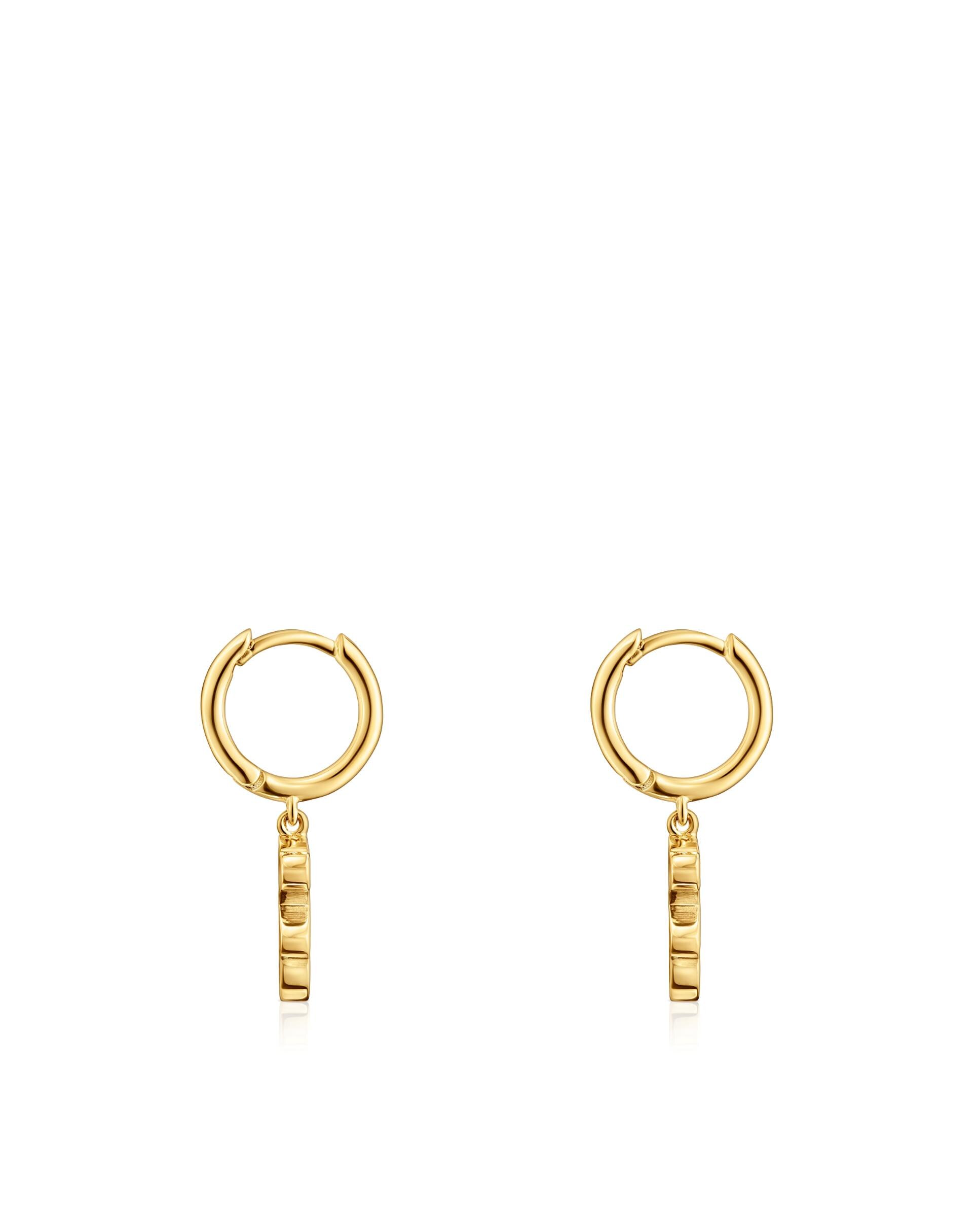 Brincos de Aro Sweet Dolls Banhados em Ouro 18 Kt Sobre Prata com Urso Dourado-2