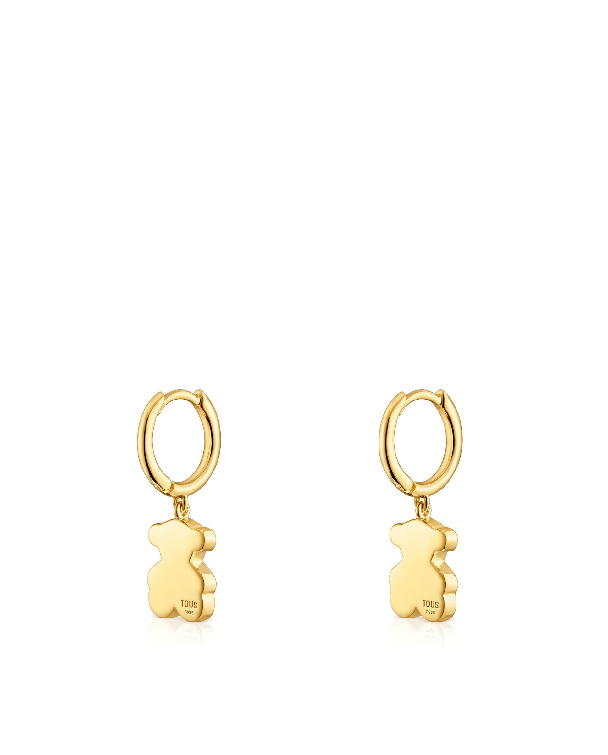 Brincos de Aro Sweet Dolls Banhados em Ouro 18 Kt Sobre Prata com Urso Dourado-3