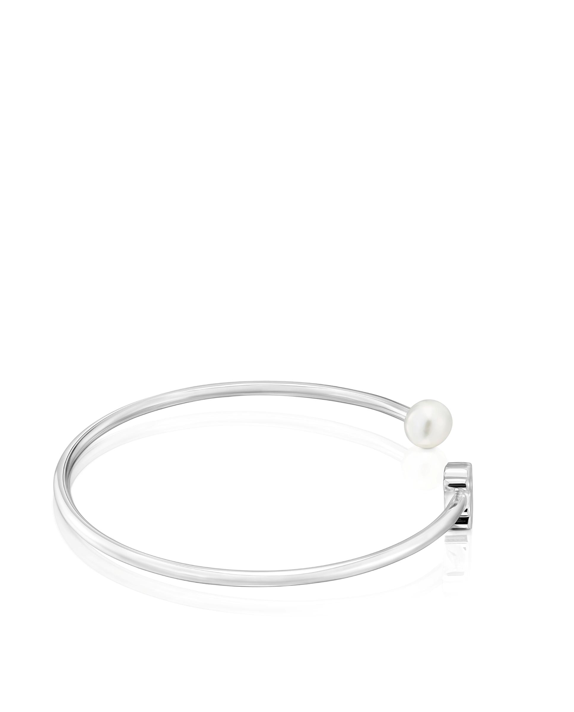Pulseira Escrava Sweet Dolls de Prata com Pérola Branco-1