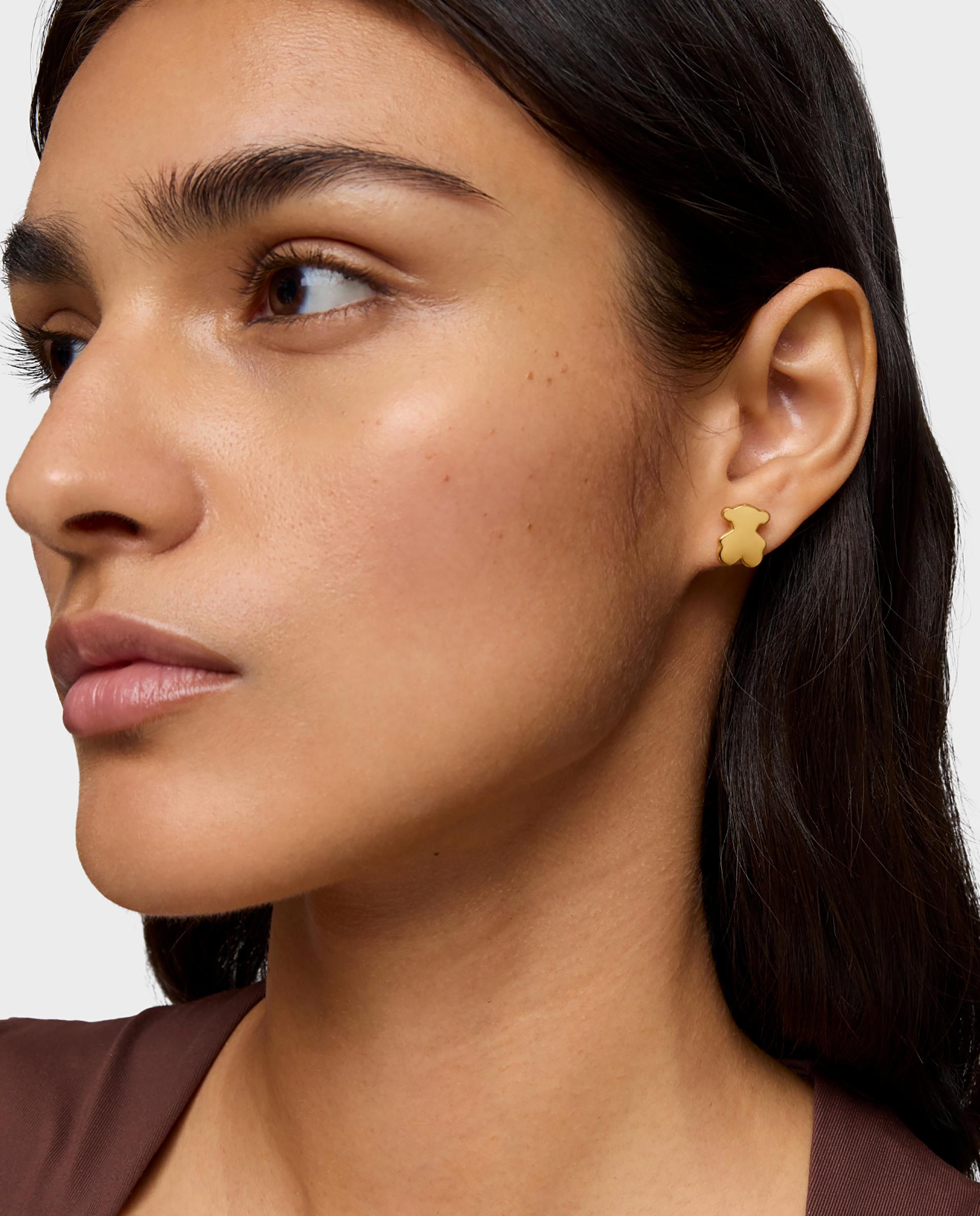 Brincos Sweet Dolls Urso Banhados em Ouro 18 Kt Sobre Prata Dourado-3