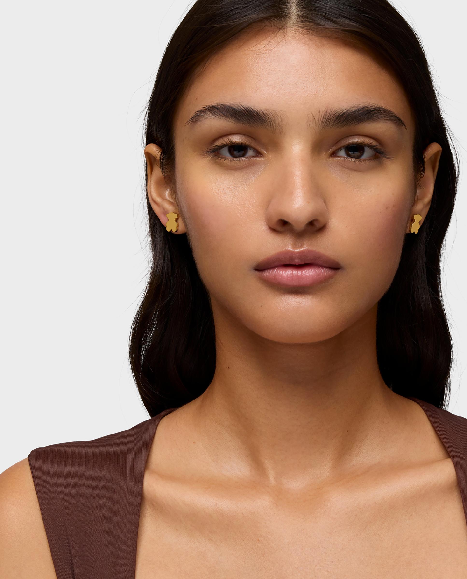 Brincos Sweet Dolls Urso Banhados em Ouro 18 Kt Sobre Prata Dourado-4