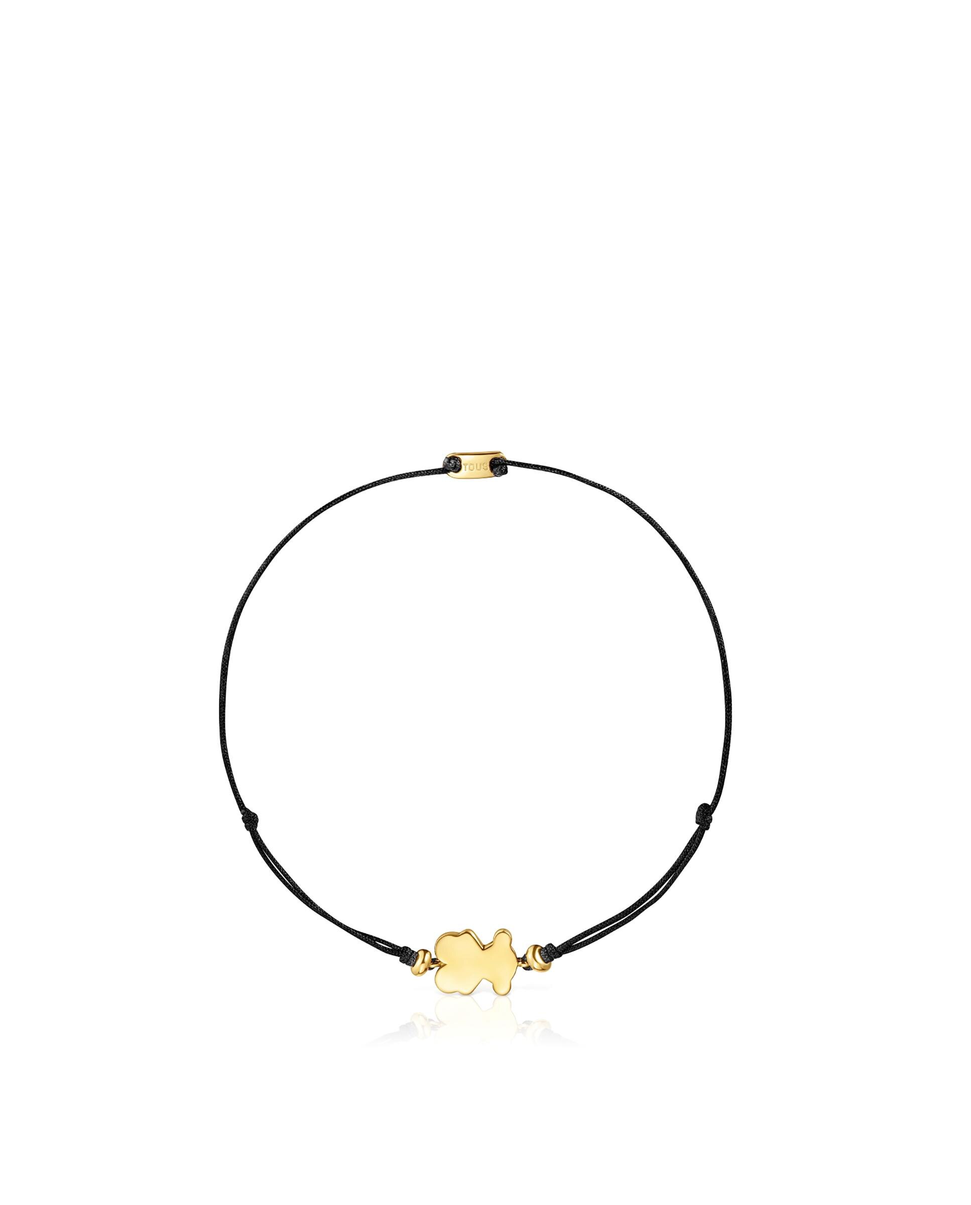 Pulseira Sweet Dolls Banhada a Ouro 18 Kt Sobre Prata e Nylon com Urso Dourado-2