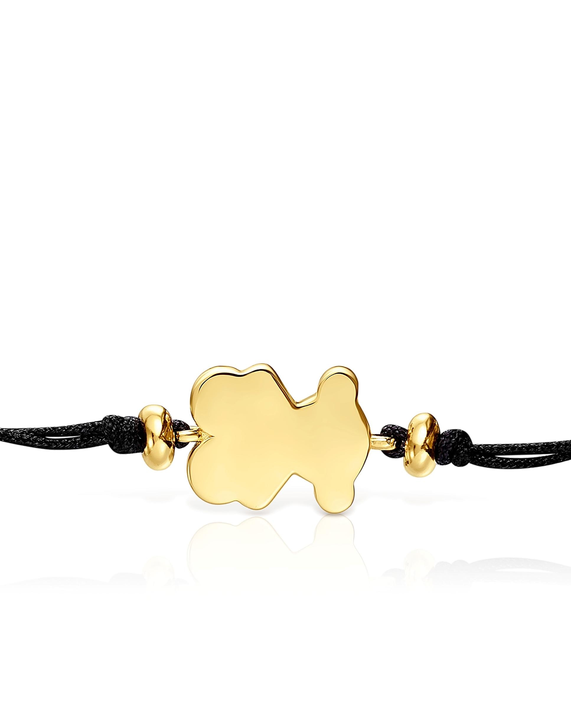 Pulseira Sweet Dolls Banhada a Ouro 18 Kt Sobre Prata e Nylon com Urso Dourado-4