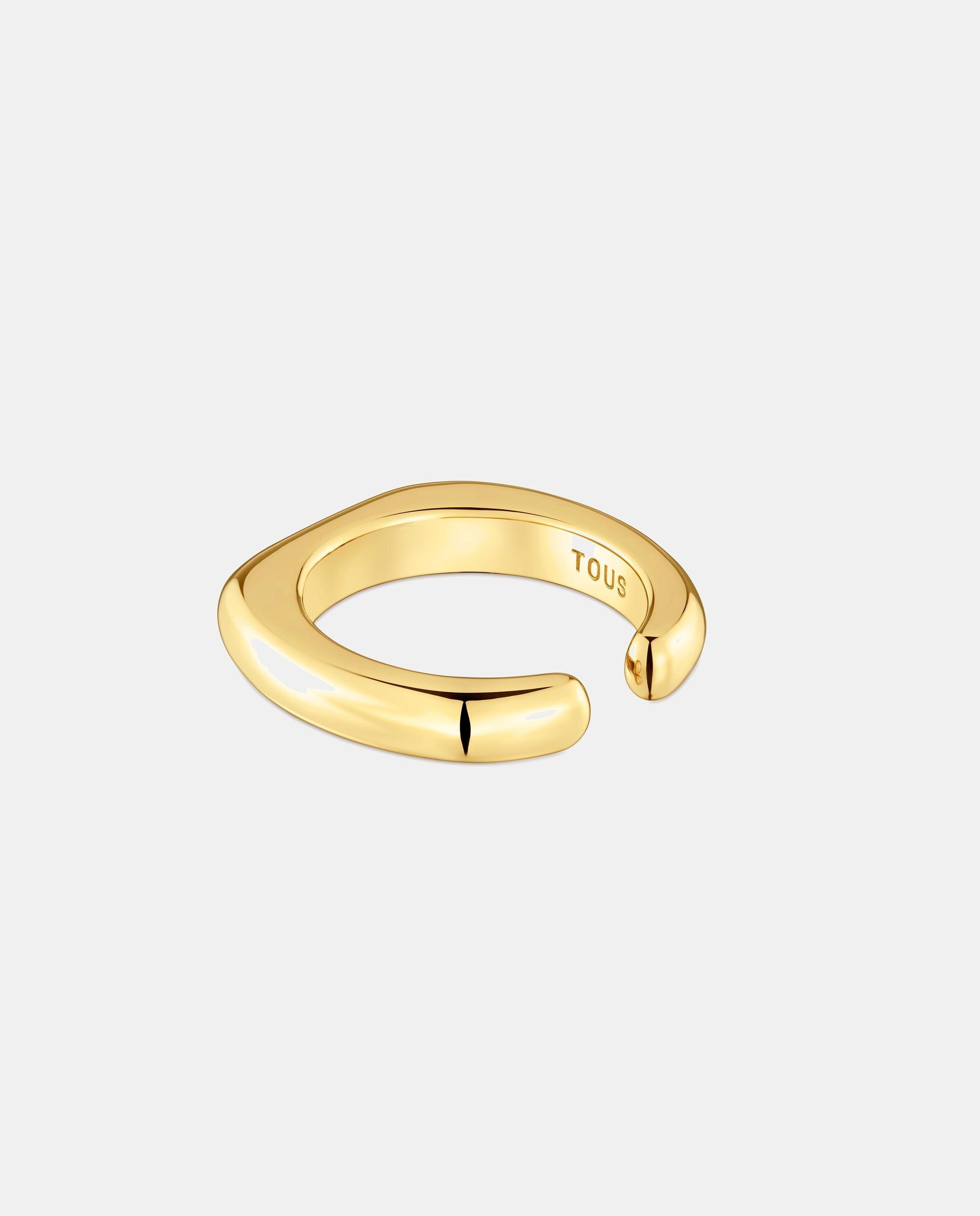 Anel Aberto Banhado a Ouro 18 Kt Sobre Prata Dourado-3