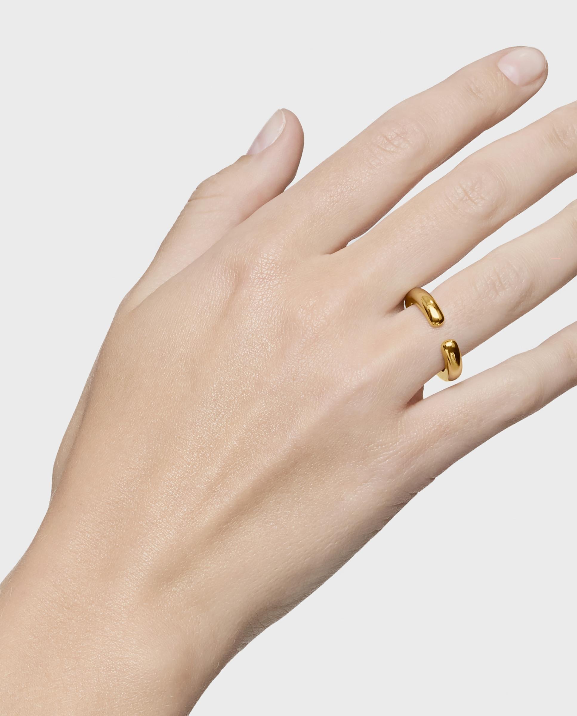 Anel Aberto Banhado a Ouro 18 Kt Sobre Prata Dourado-6