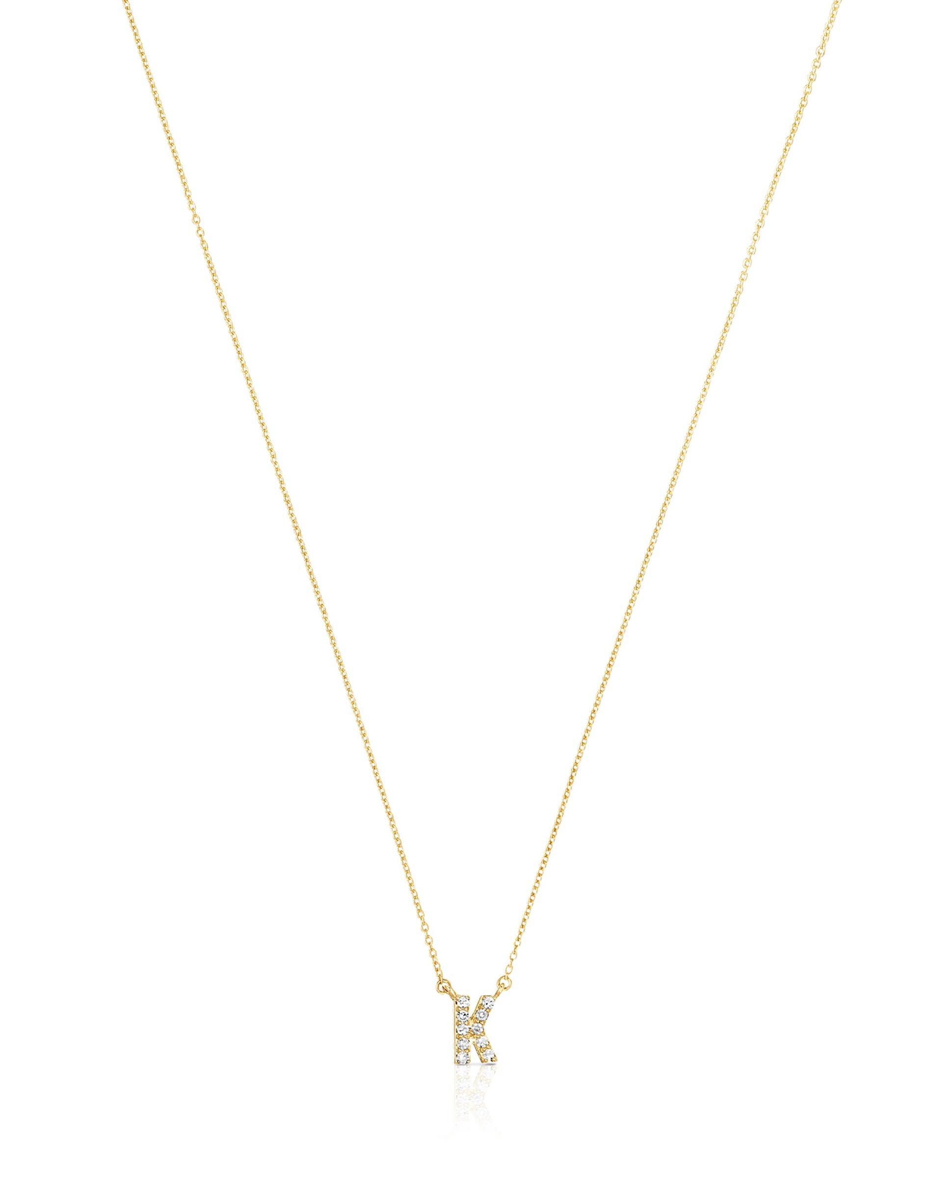 Colar Alphabet Curto de Ouro e Diamantes Letra K Branco-2