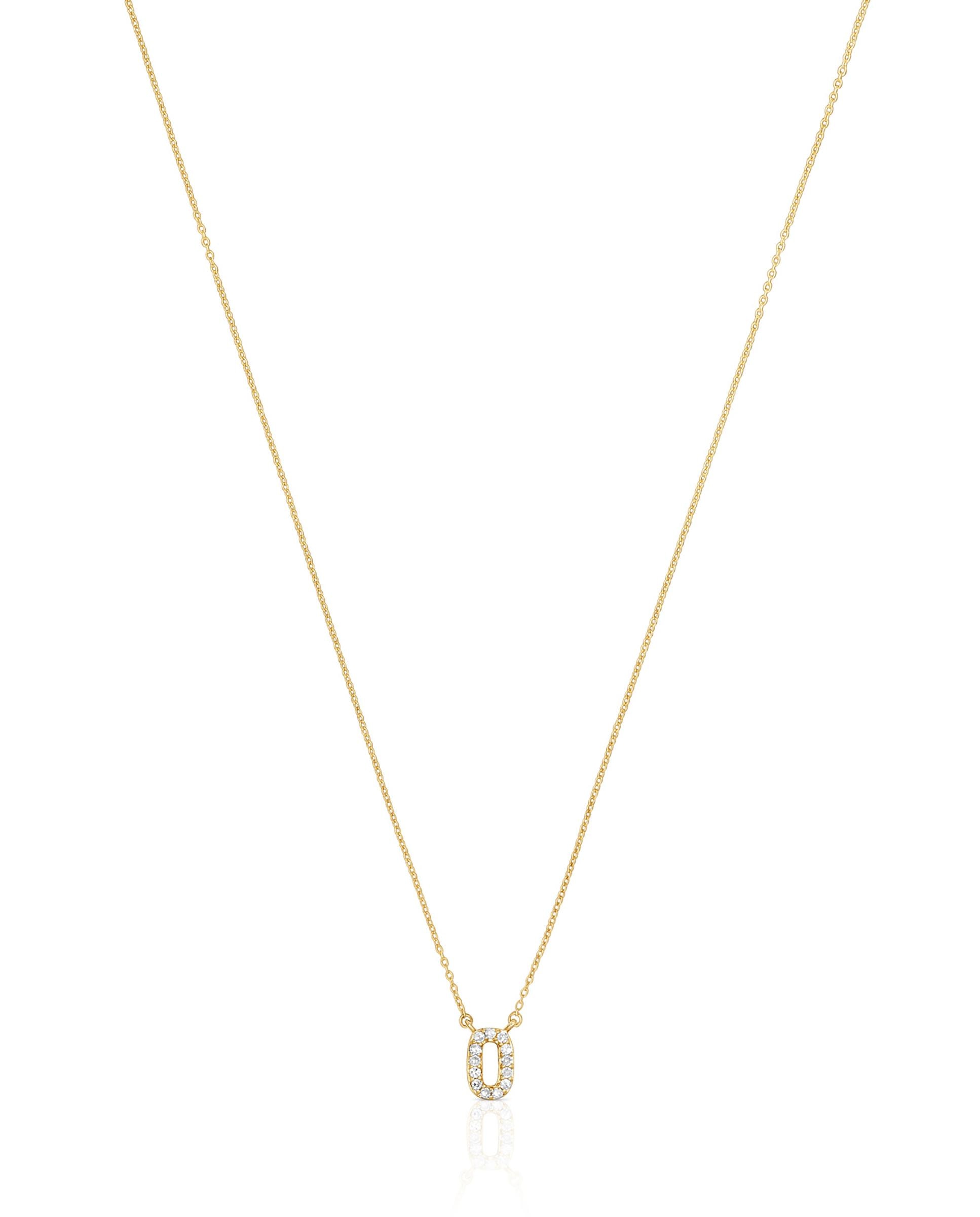 Colar Alphabet Curto de Ouro e Diamantes Letra o Branco-2