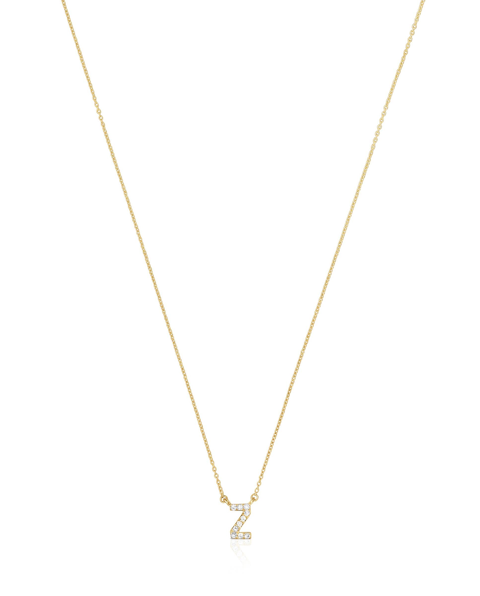 Colar Alphabet Curto de Ouro e Diamantes Letra Z Branco-2
