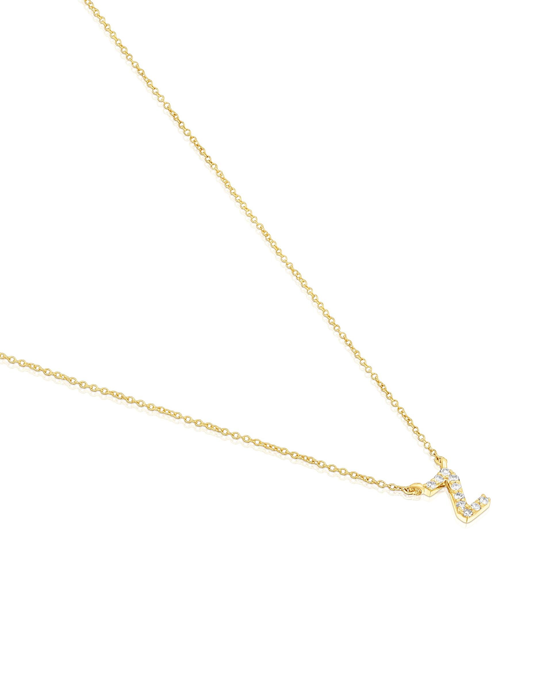Colar Alphabet Curto de Ouro e Diamantes Letra Z Branco-3