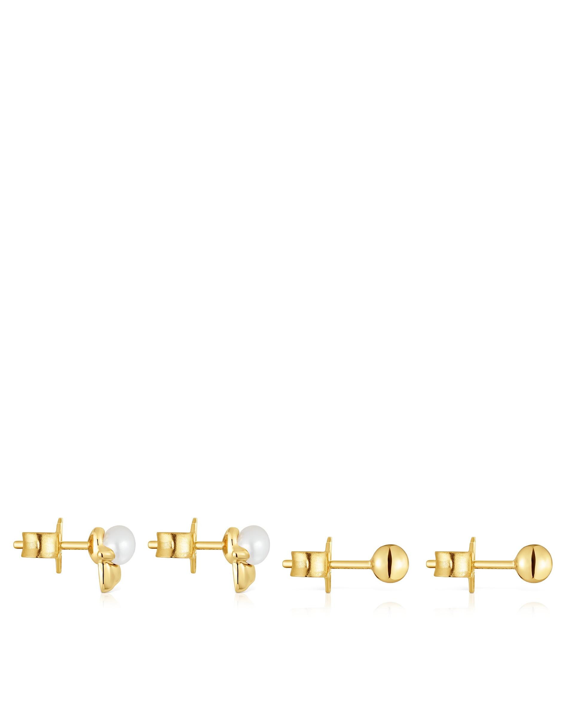 Pendiente Virtual Garden Banhado em Ouro 18 Kt Sobre Prata com Pato e Pérolas Branco-2