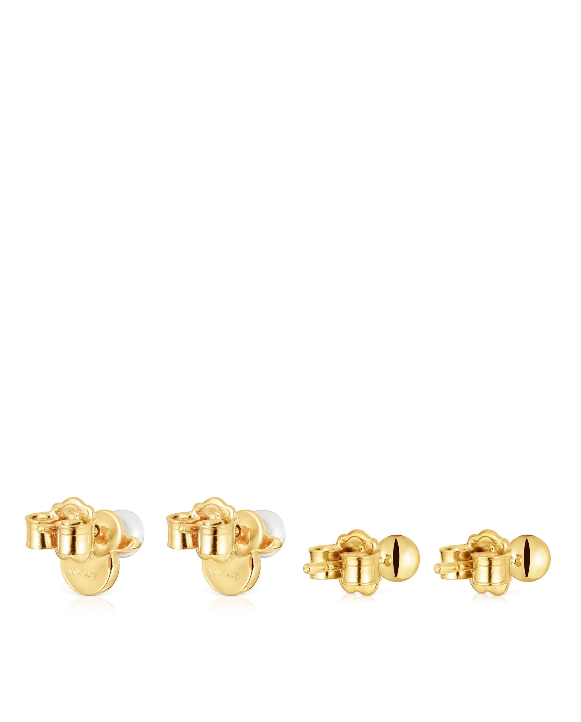Pendiente Virtual Garden Banhado em Ouro 18 Kt Sobre Prata com Pato e Pérolas Branco-3