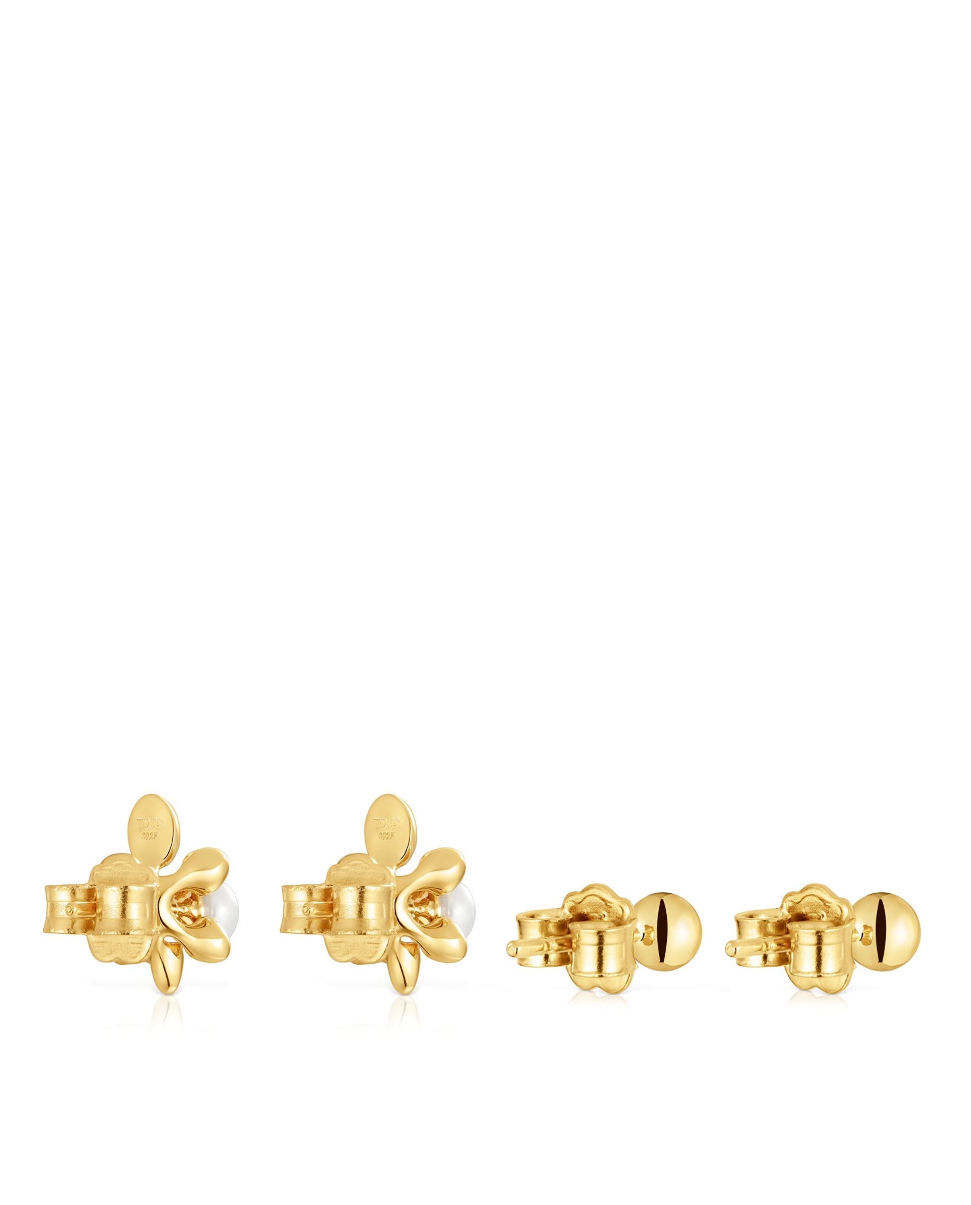 Pendente Virtual Garden Banhado a Ouro 18 Kt Sobre Prata com Tartaruga e Pérolas Branco-3