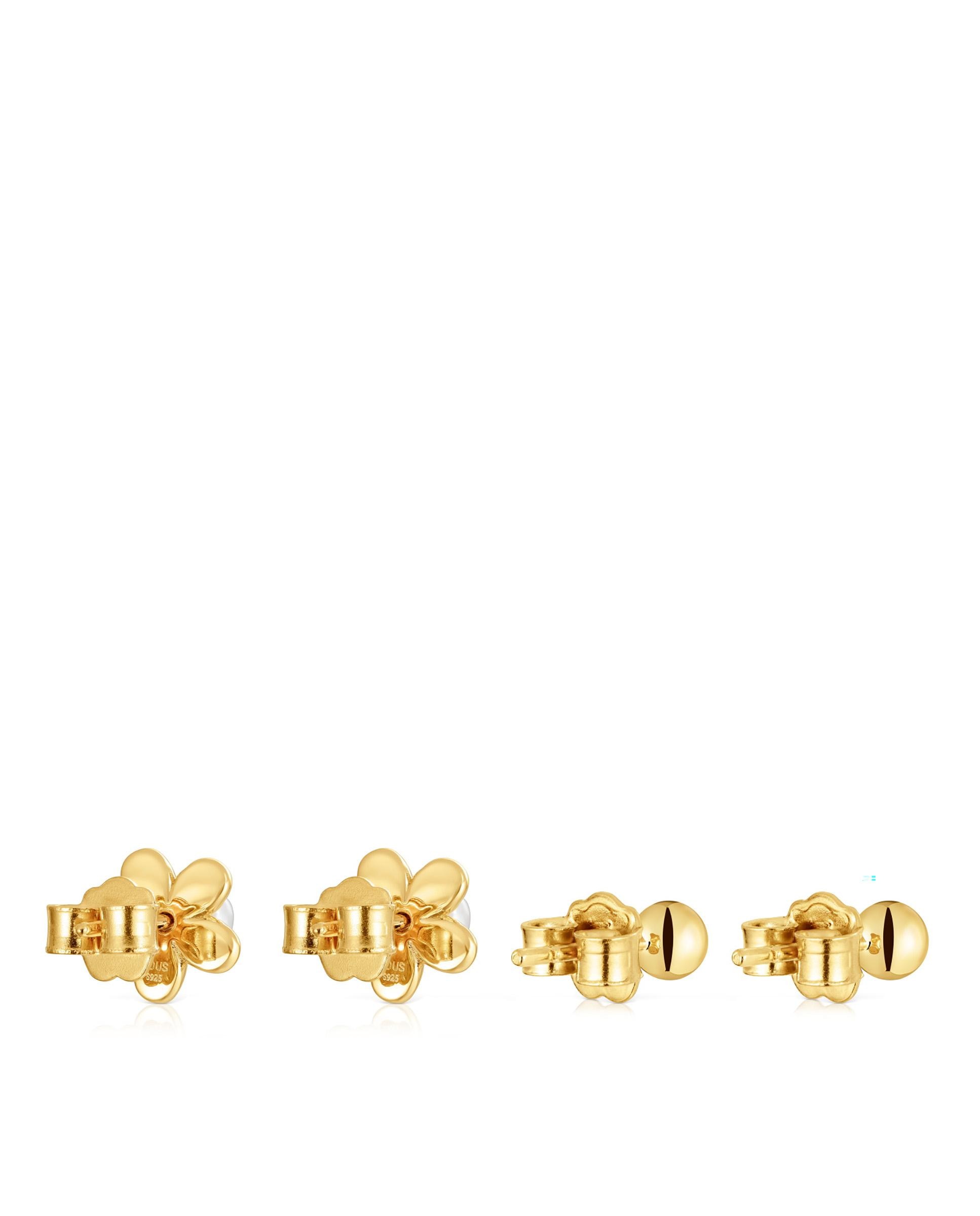 Pendentes Virtual Garden Banhados em Ouro 18 Kt Sobre Prata com Flor e Pérolas Branco-3