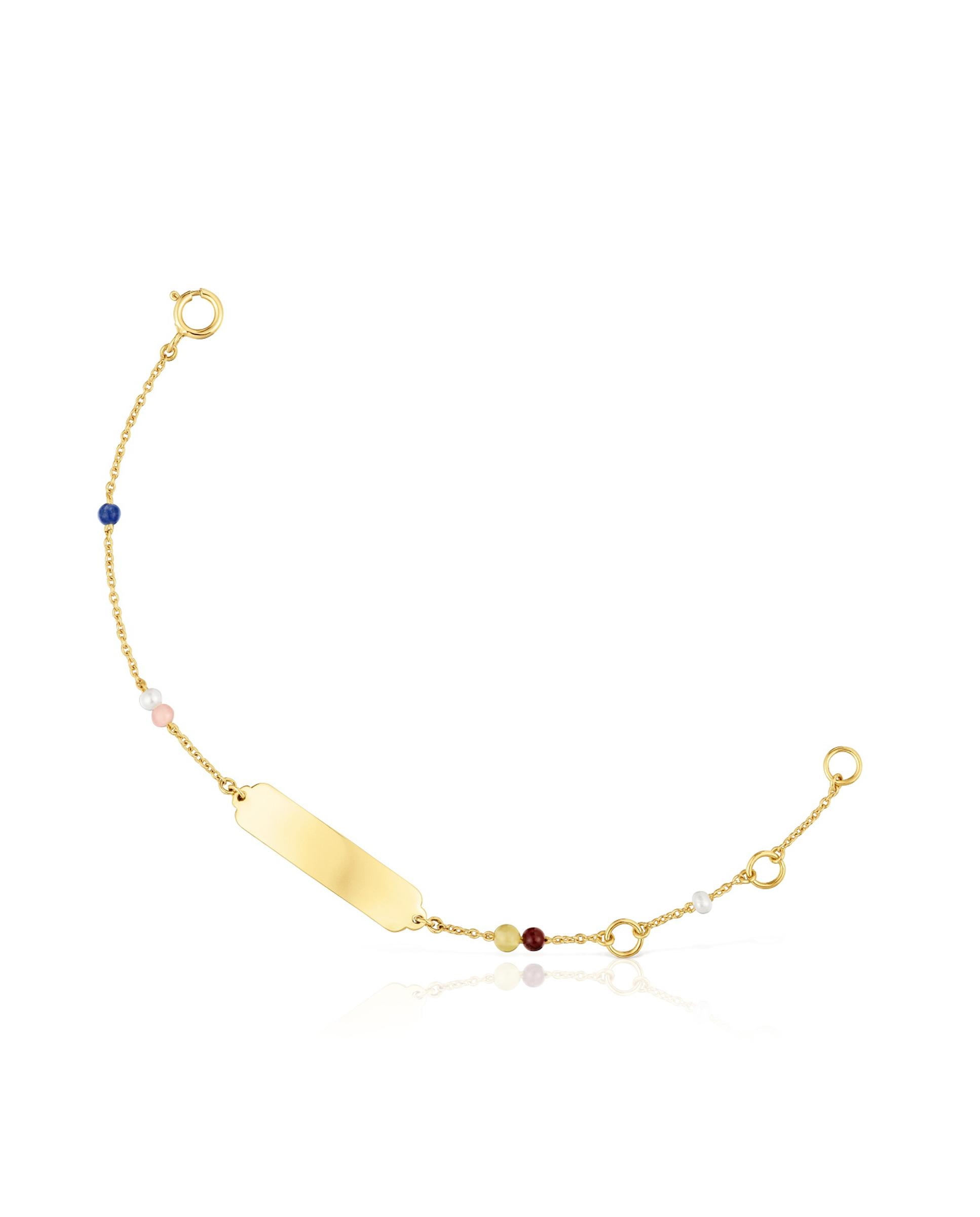 Imagem 0 de Pulseira Baby Placa de Ouro e Gemas