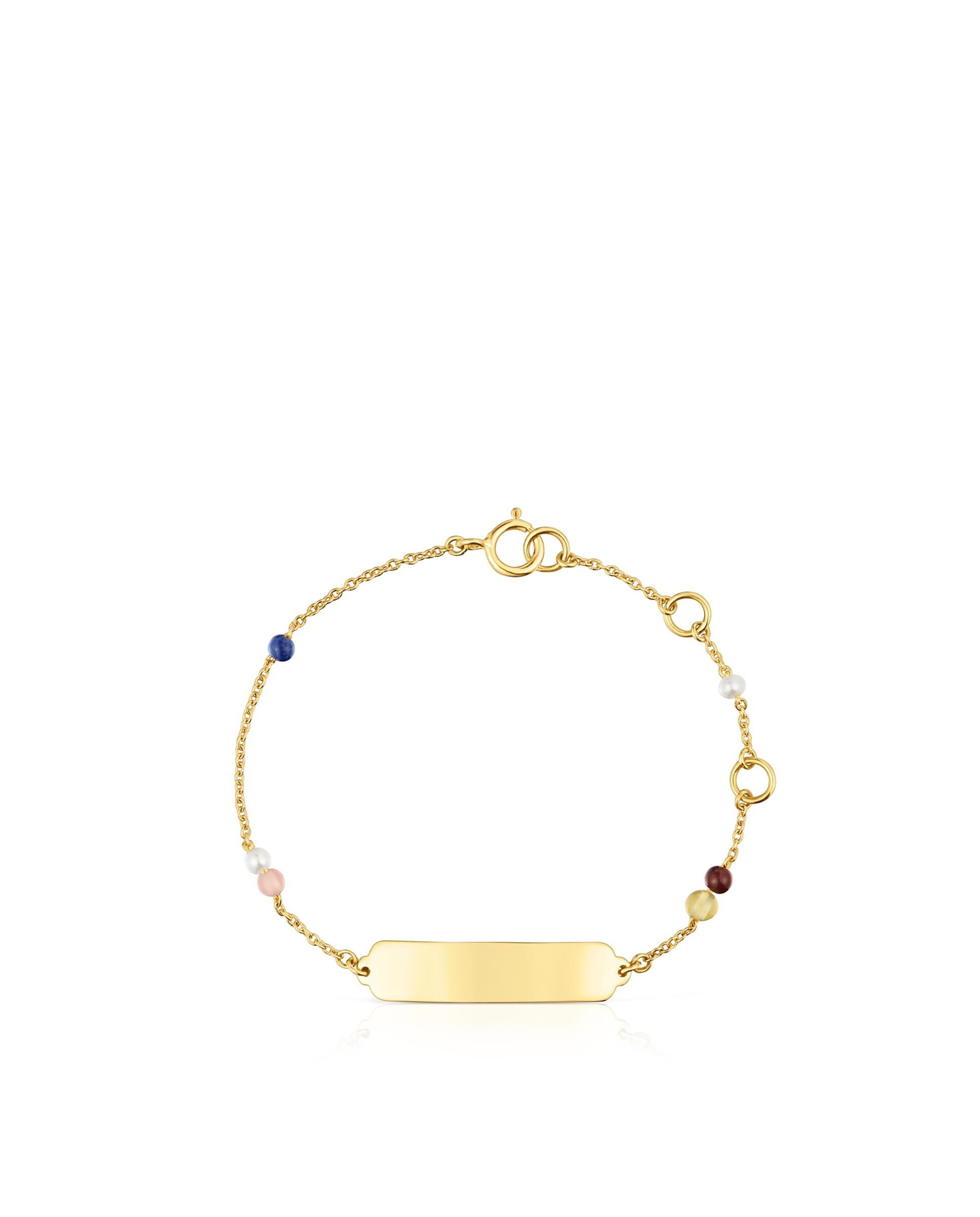 Pulseira Baby Placa de Ouro e Gemas Multicolor-2