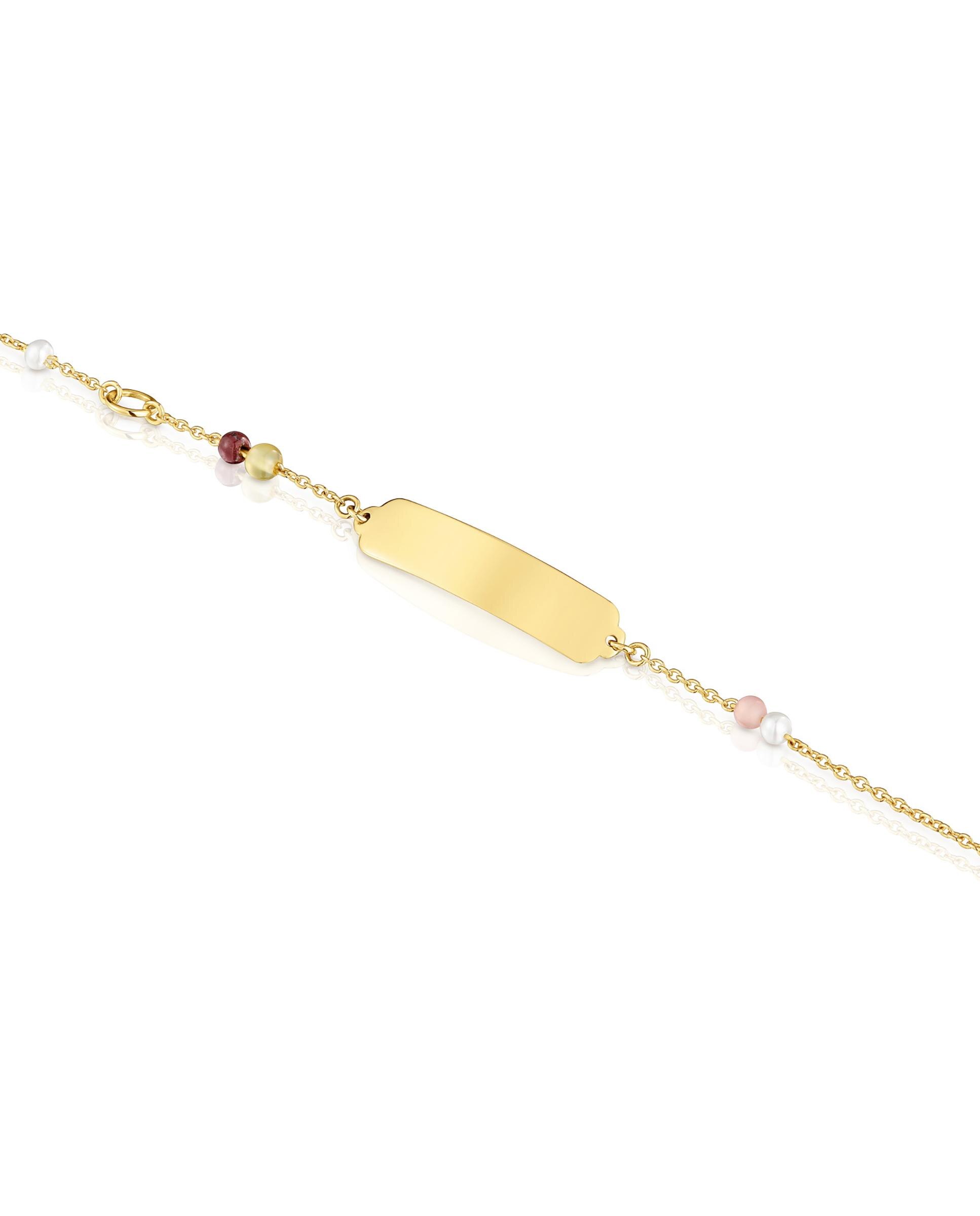 Pulseira Baby Placa de Ouro e Gemas Multicolor-3