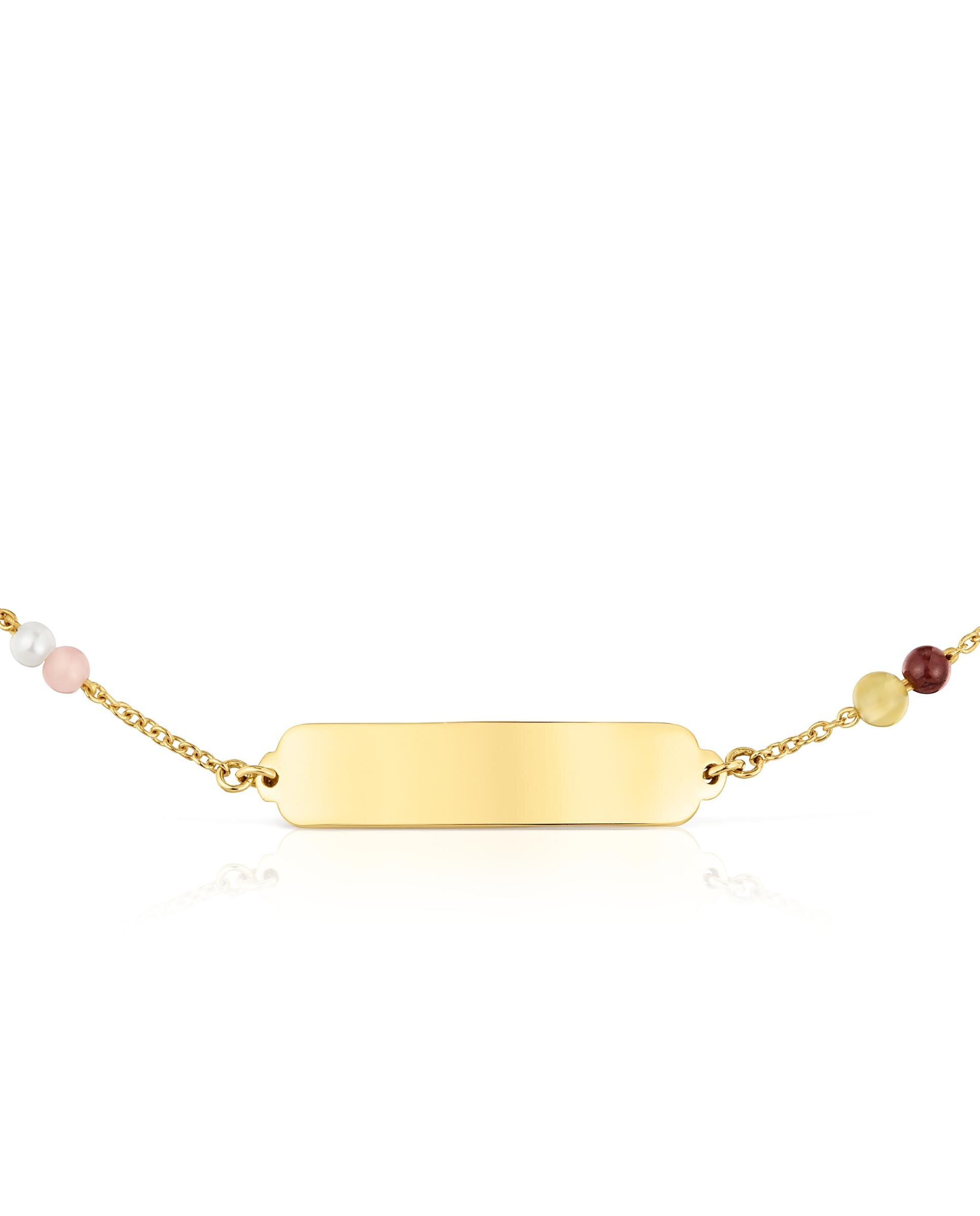 Pulseira Baby Placa de Ouro e Gemas Multicolor-4