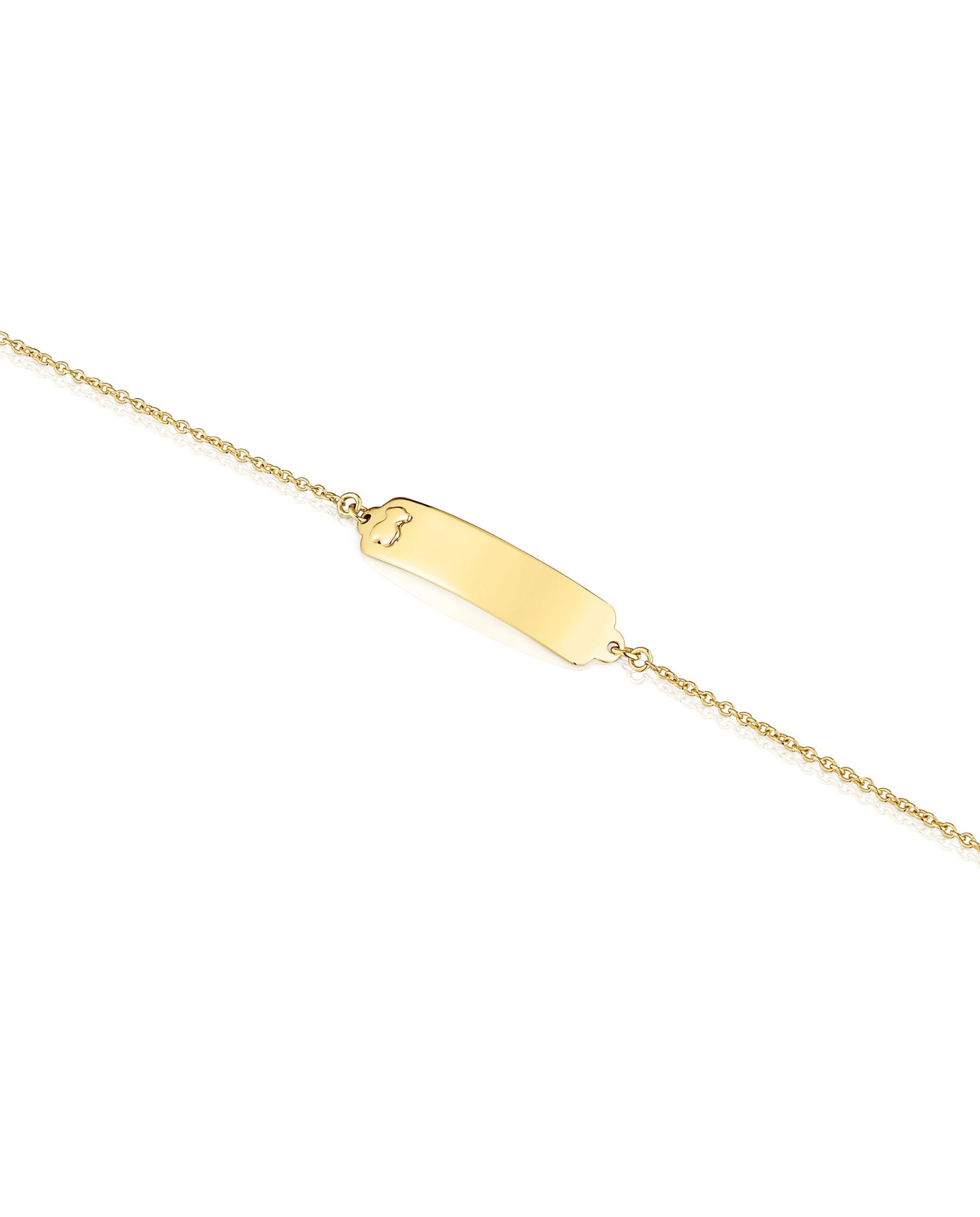 Pulseira Baby com Placa de Ouro Dourado-3
