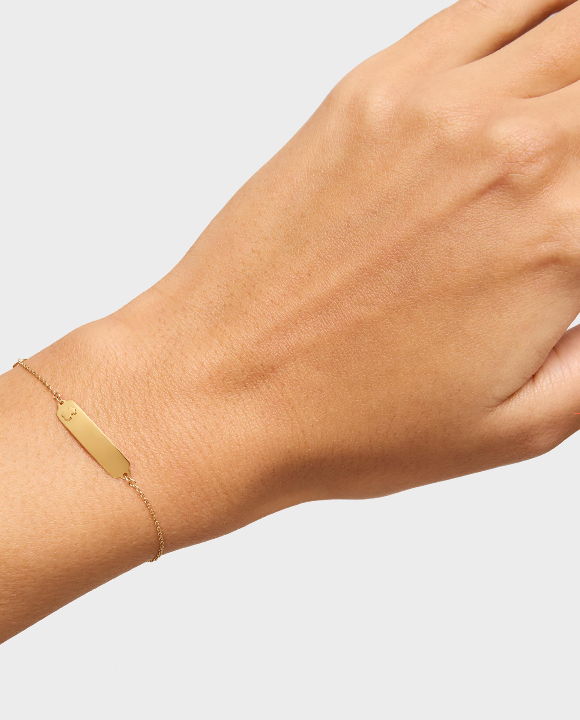 Pulseira Baby com Placa de Ouro Dourado-5