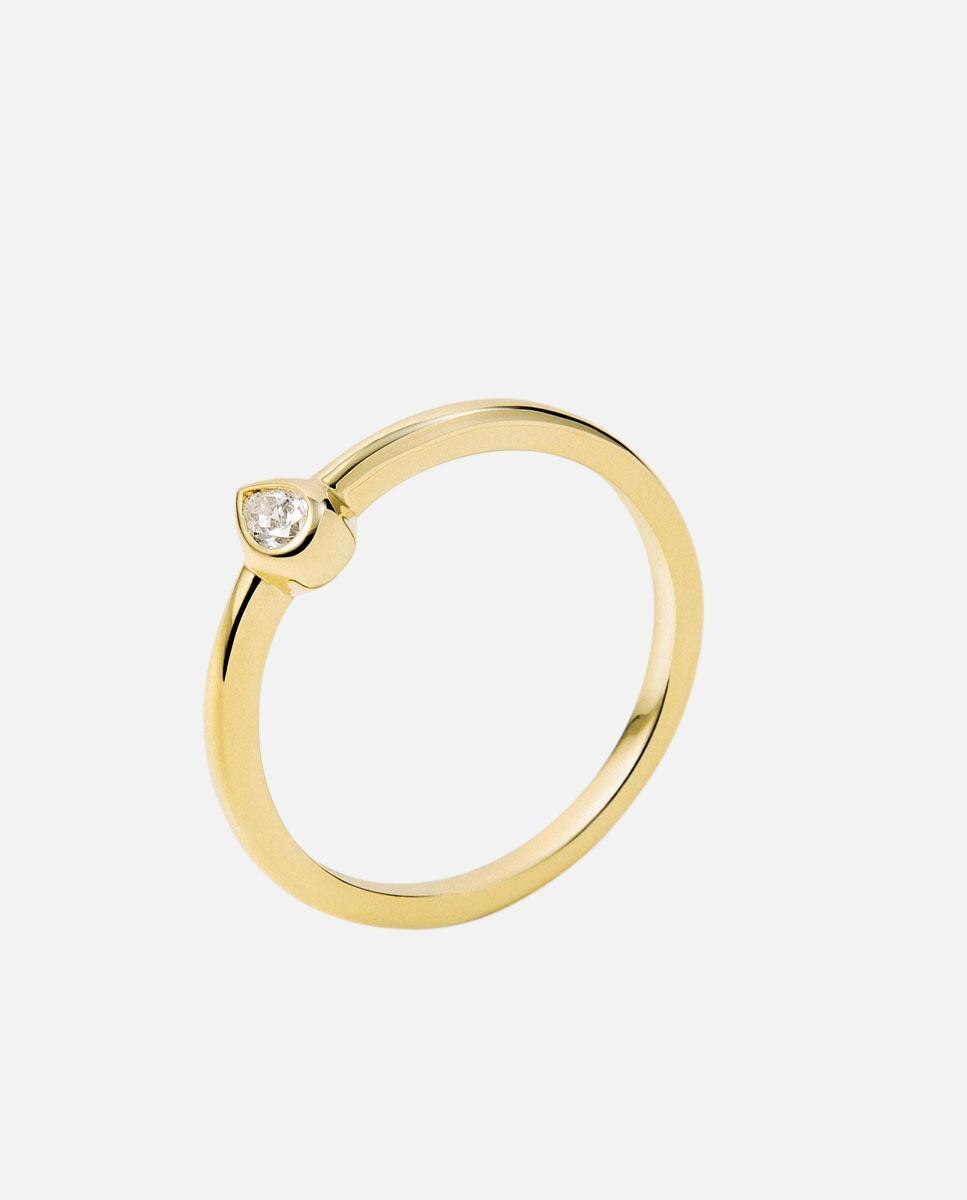 Anel Atelier de Ouro com Diamante Tamanho Gota Branco-1