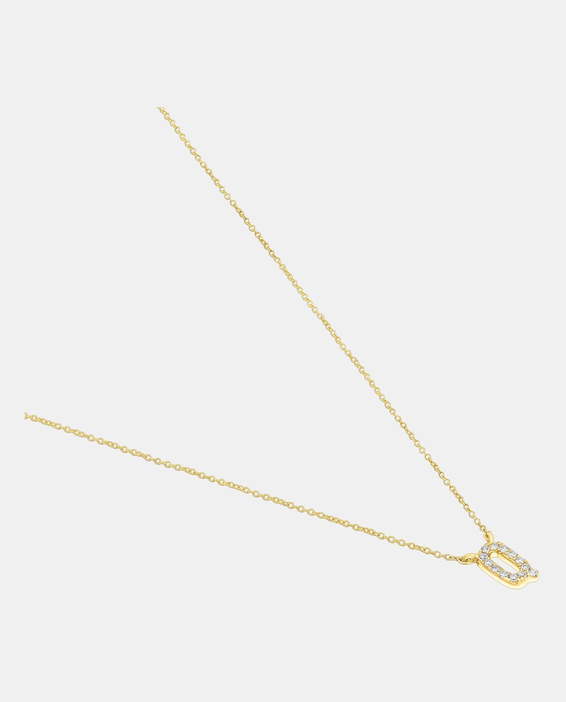 Colar Alphabet Curto de Ouro e Diamantes Letra Q Branco-2