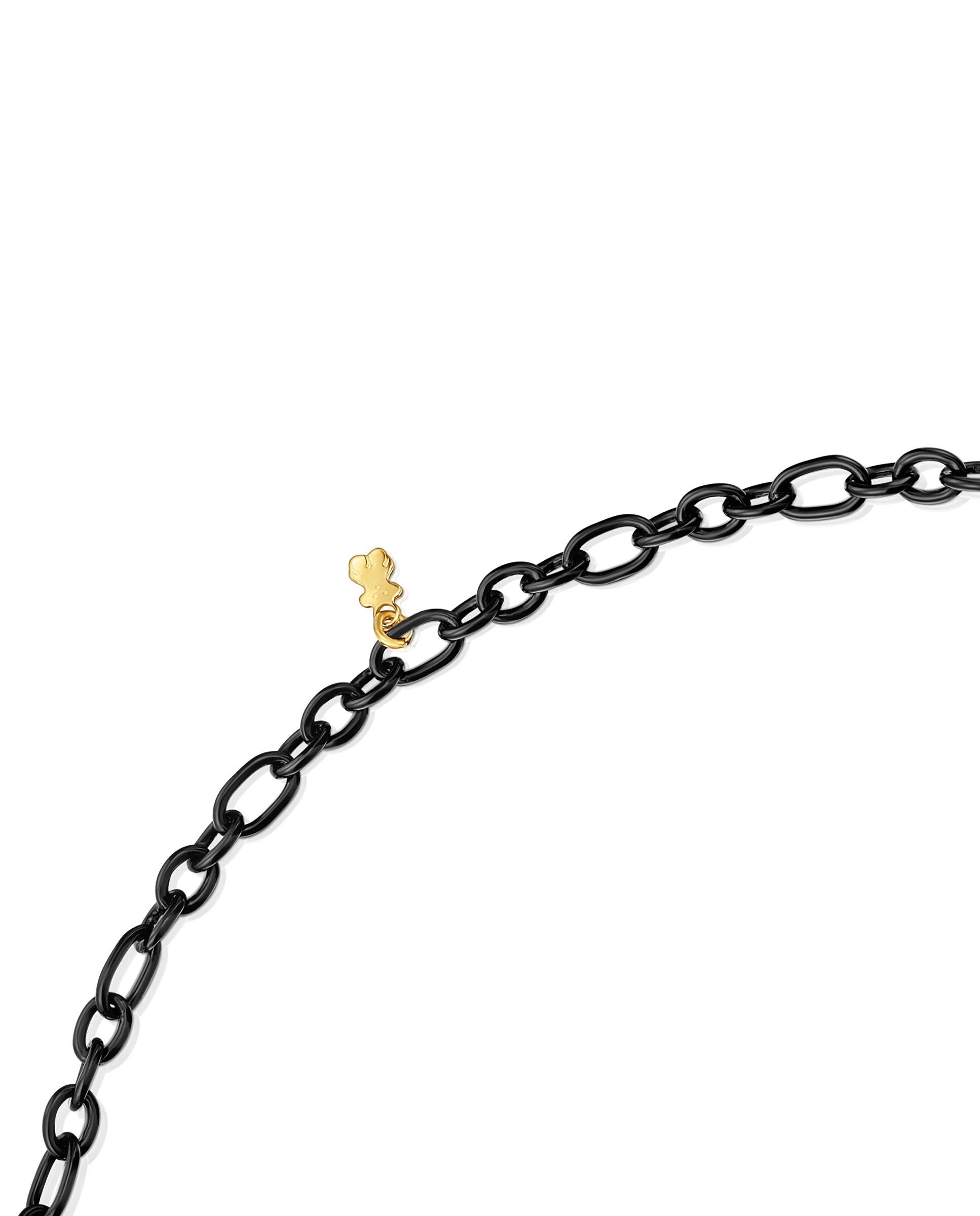 Colar Hold Oval Curto de Prata e Argola Banhada em Ouro 18 Kt Sobre Prata Bicolor-3