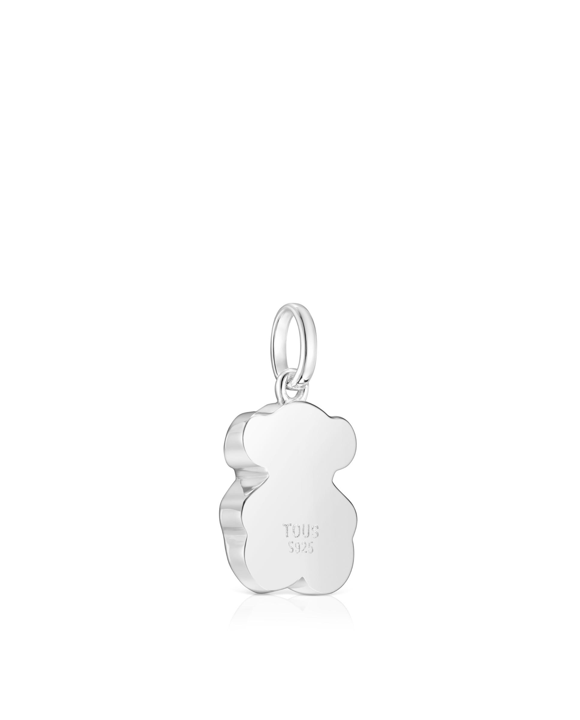 Pendente Icon Color Pequeno de Prata com Urso em Onix Preto-3