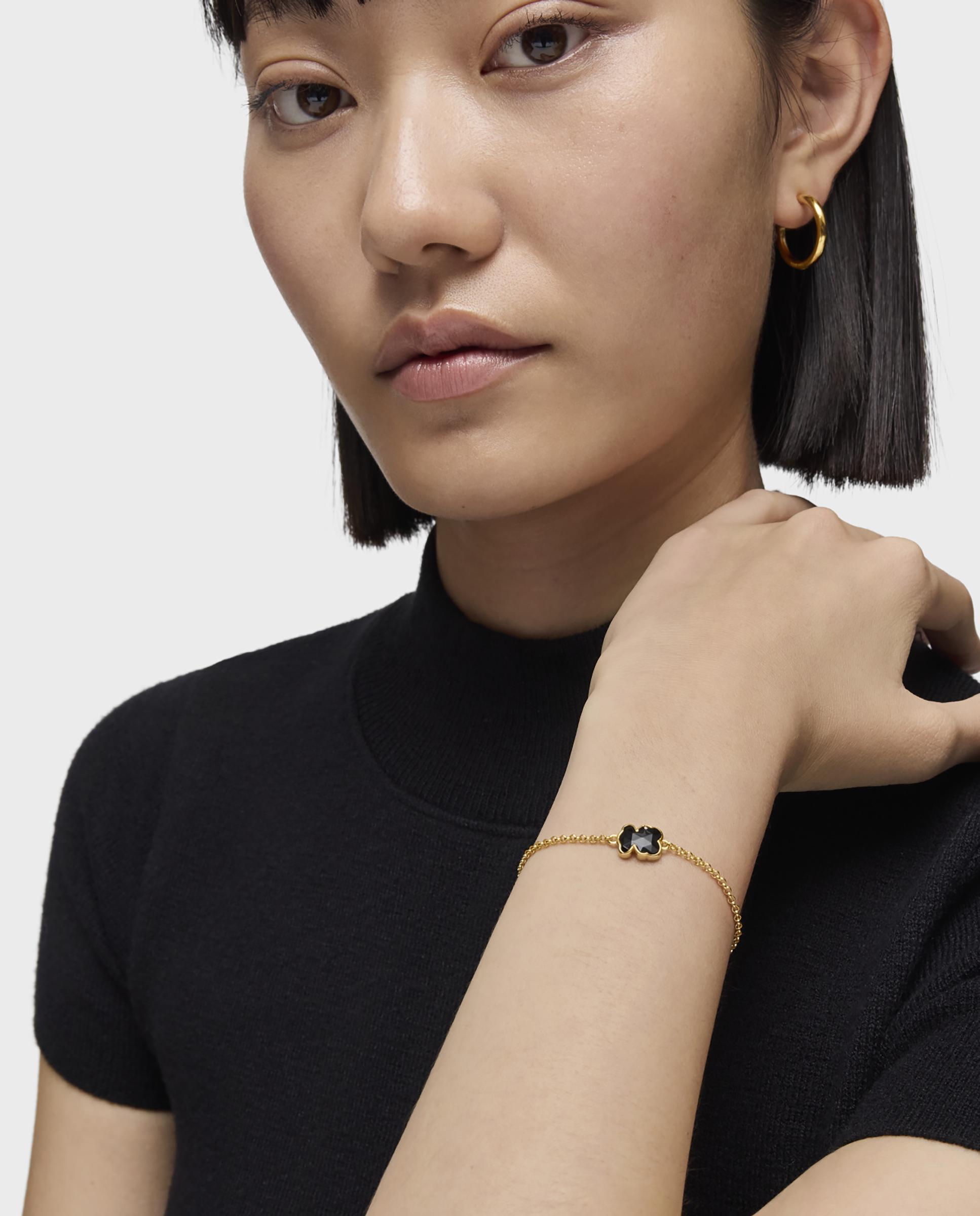 Pulseira de Corrente Icon Color Banhada a Ouro 18 Kt Sobre Prata e Urso em Ónix Preto-4