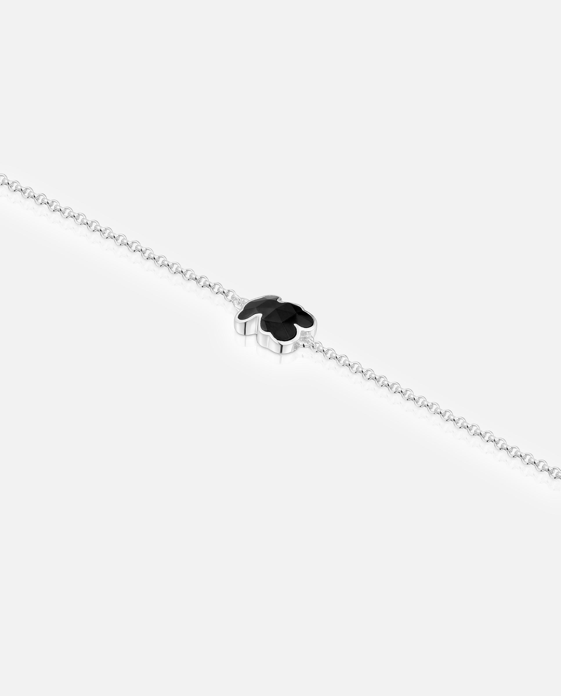 Pulseira de Corrente em Prata e Motivo Urso em Onix Icon Color Preto / Prata-3
