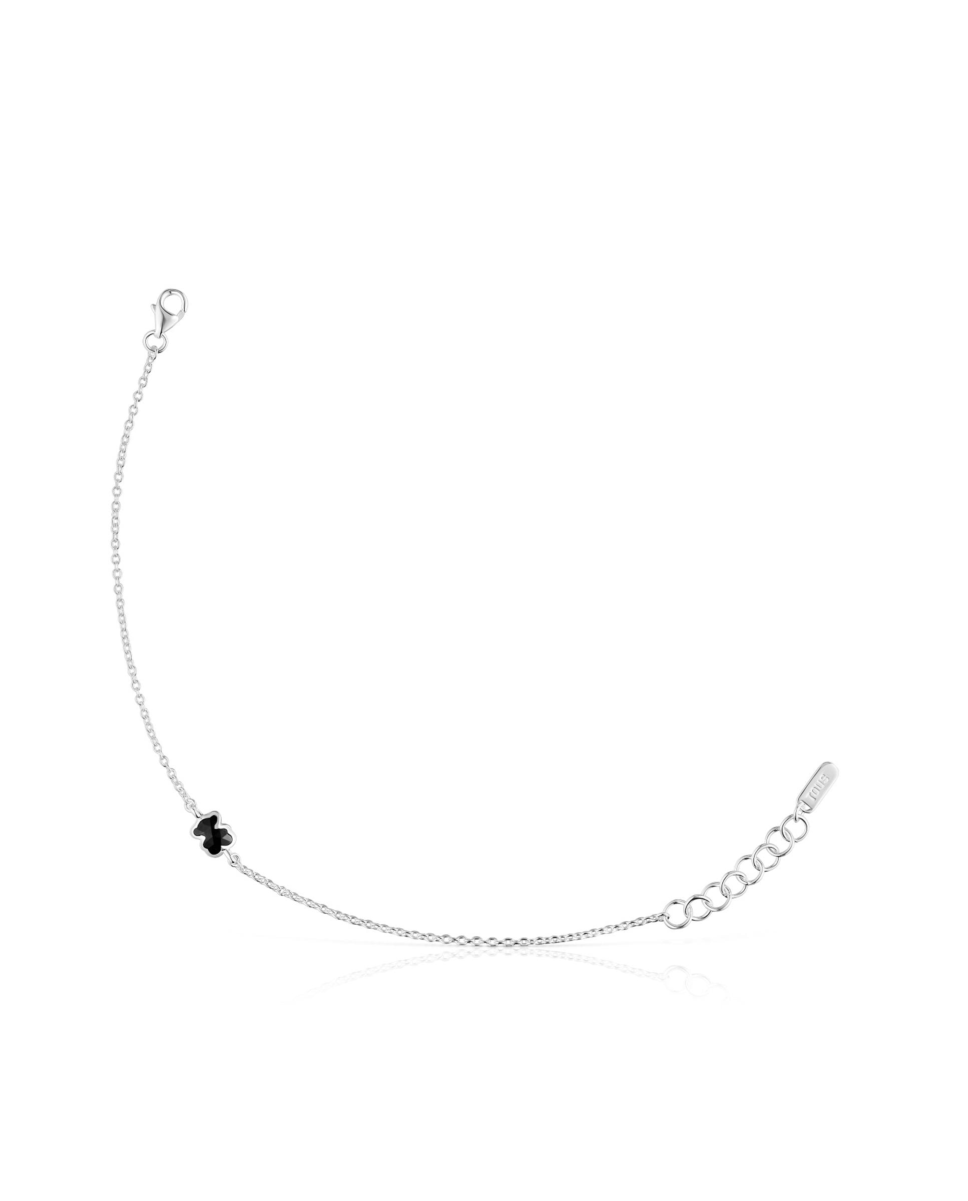 Pulseira Icon Color com Corrente de Prata e Urso em Ónix 6 Mm Preto / Prata-1