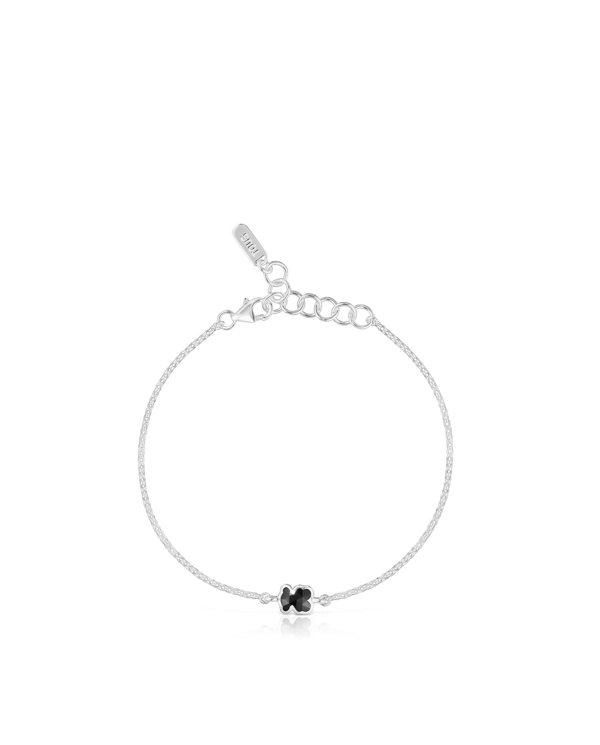 Pulseira Icon Color com Corrente de Prata e Urso em Ónix 6 Mm Preto / Prata-2