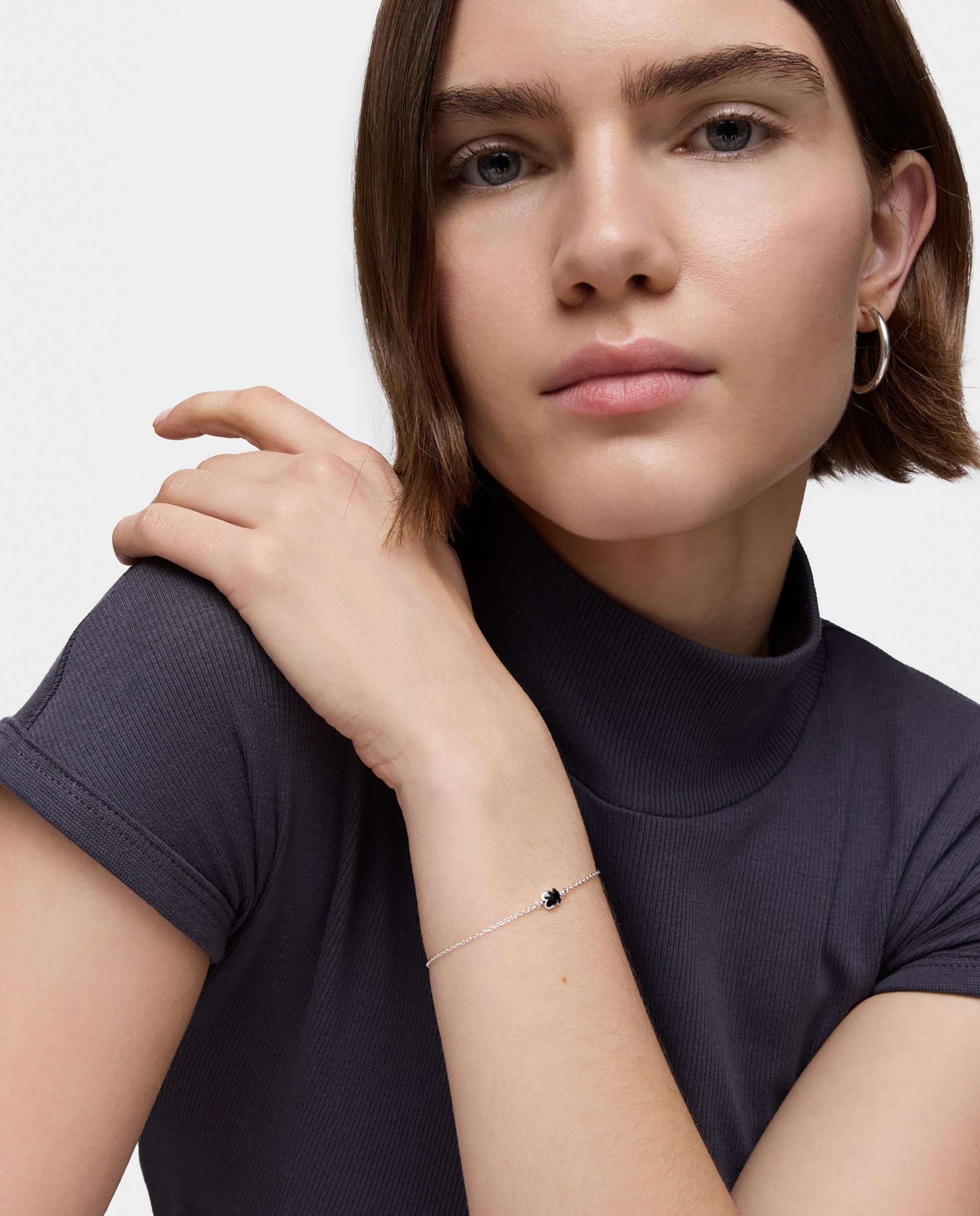 Pulseira Icon Color com Corrente de Prata e Urso em Ónix 6 Mm Preto / Prata-4