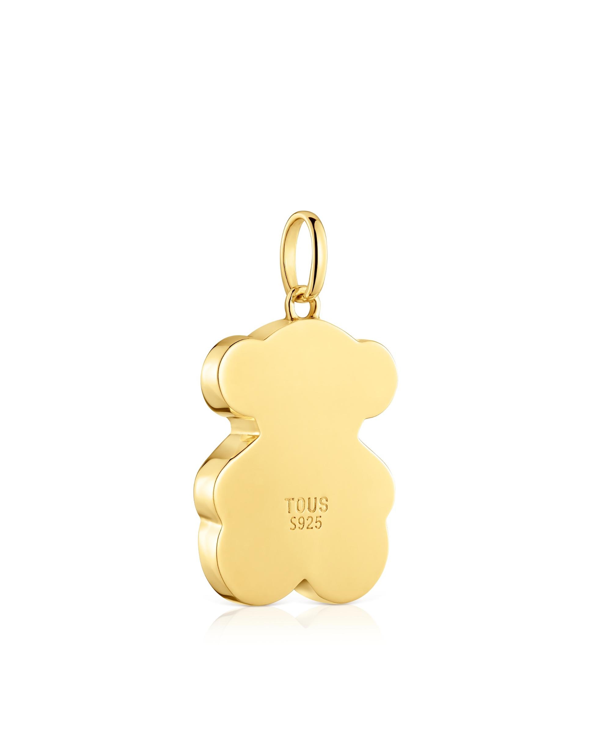 Pendentes Icon Color Médio Banhado em Ouro 18 Kt Sobre Prata e Urso em Onyx Preto-3