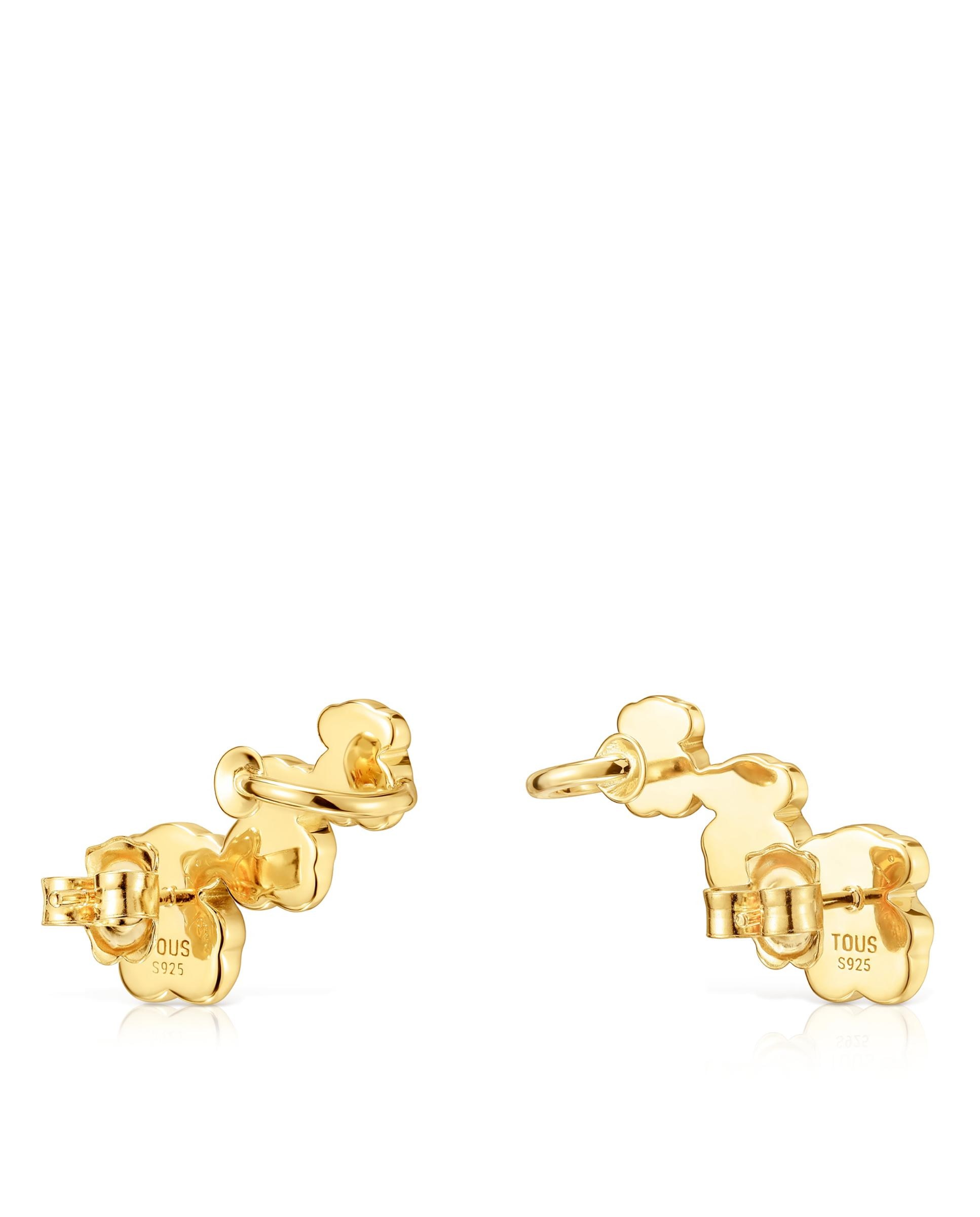 Brincos Icon Trepadores Banhados a Ouro 18 Kt Sobre Prata e Urso com Onyx Preto-3