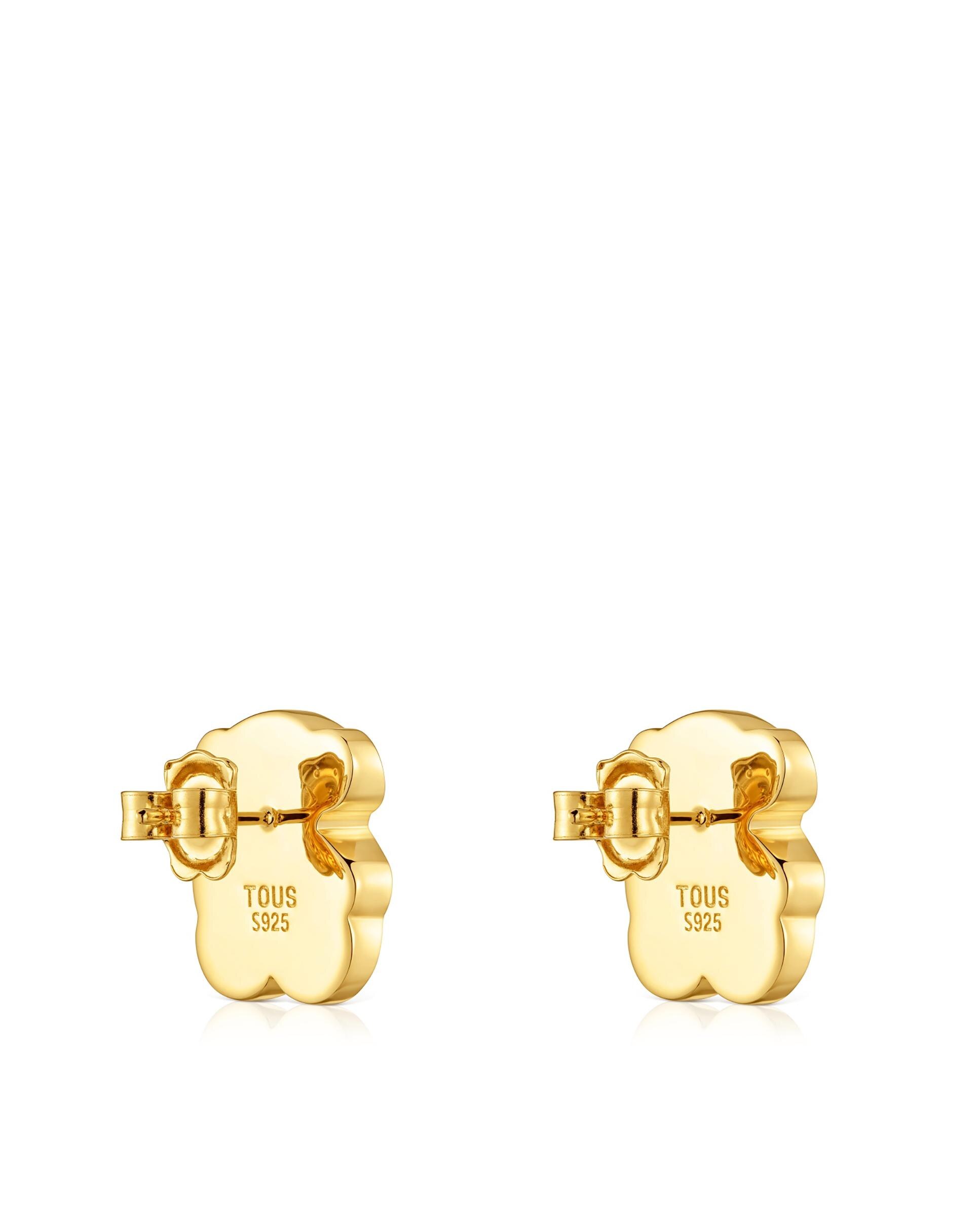 Brincos Icon Cor Urso Banhado a Ouro 18 Kt Sobre Prata e Ónix 16 Mm Preto-3