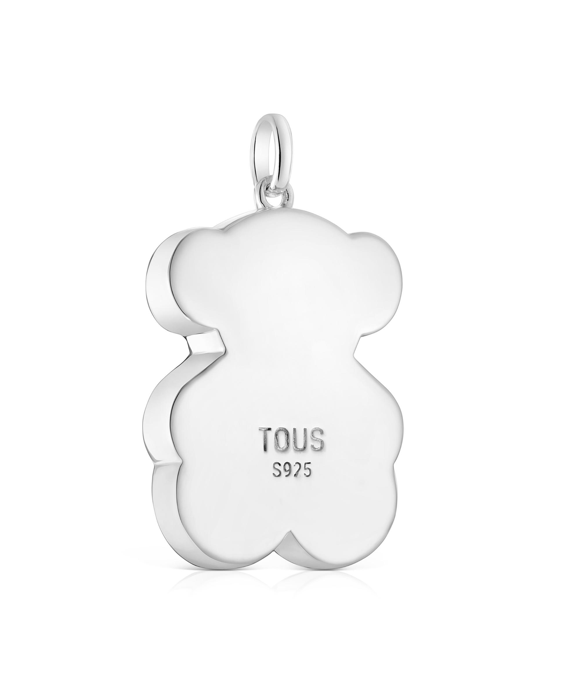 Pendente Icon Color Grande de Prata e Urso em Onix Preto-2