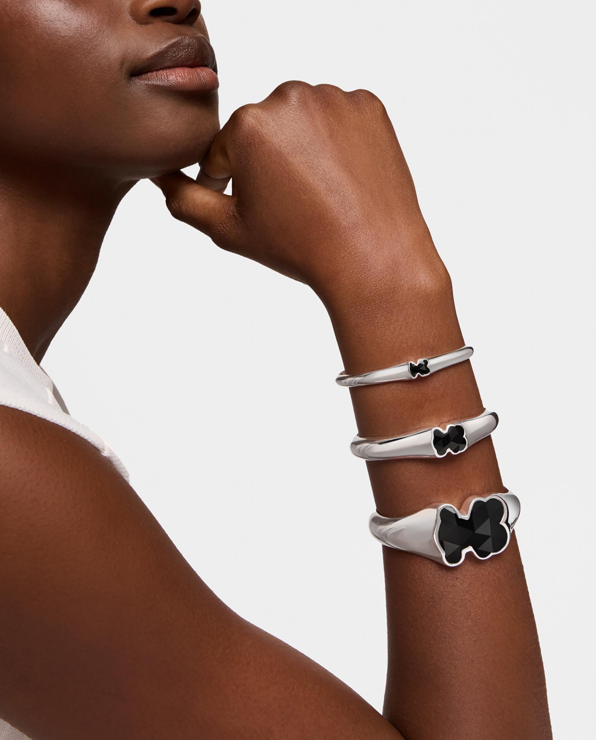 Bracelete Icon Color de Prata com Urso em Onyx 34 Mm Preto-5