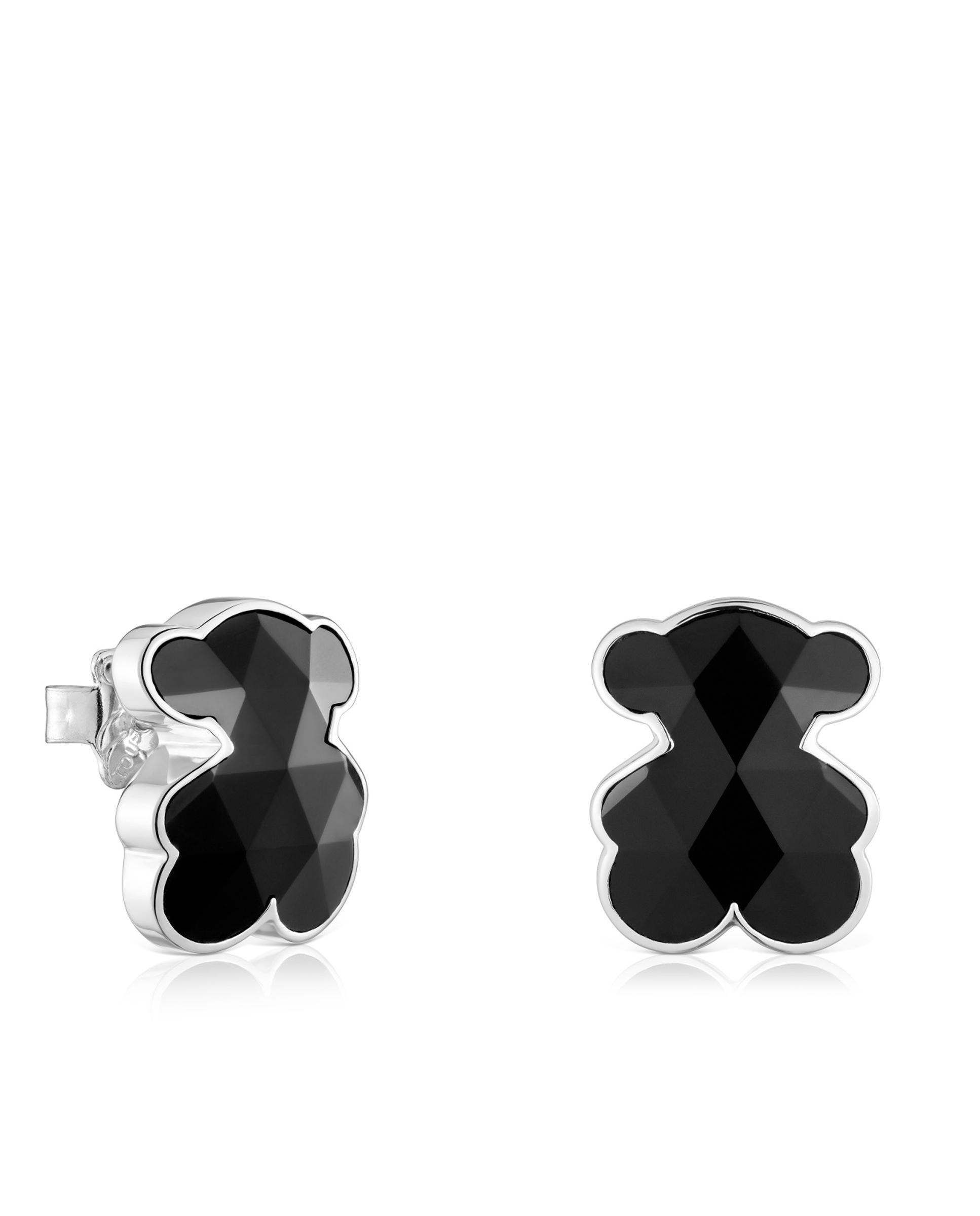 Brincos Icon Cor Urso de Prata e Ónix 16 Mm Preto-1