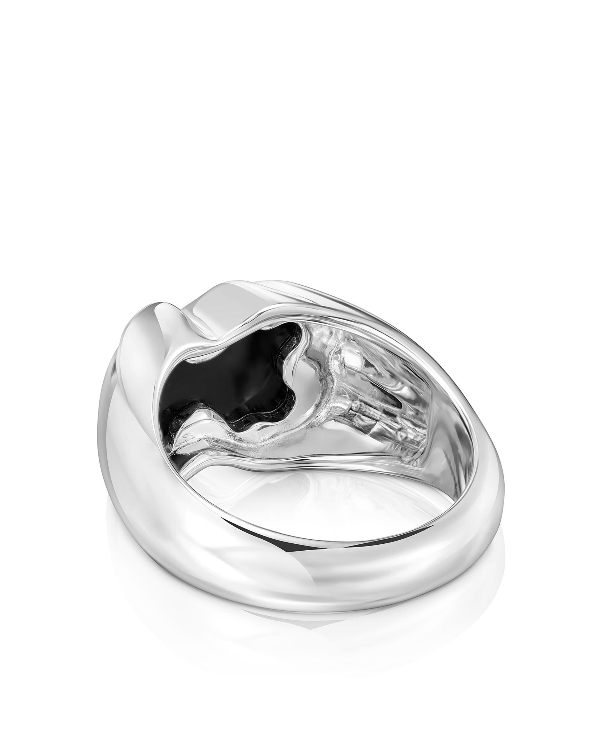 Selo Icon Color Médio de Prata com Urso em Onix Preto-3