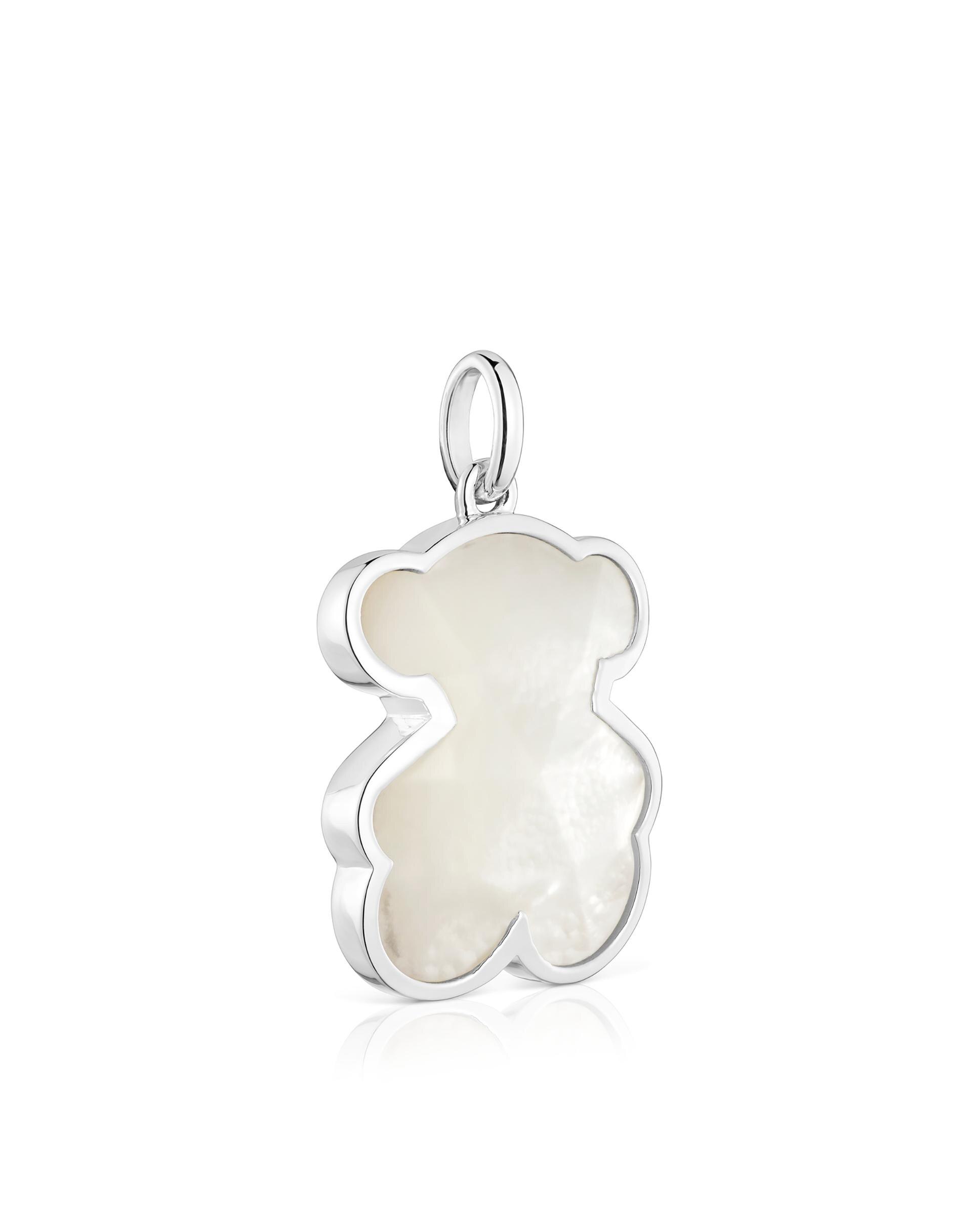 Pendente Icon Color Médio de Prata e Urso em Madrepérola Branco-2