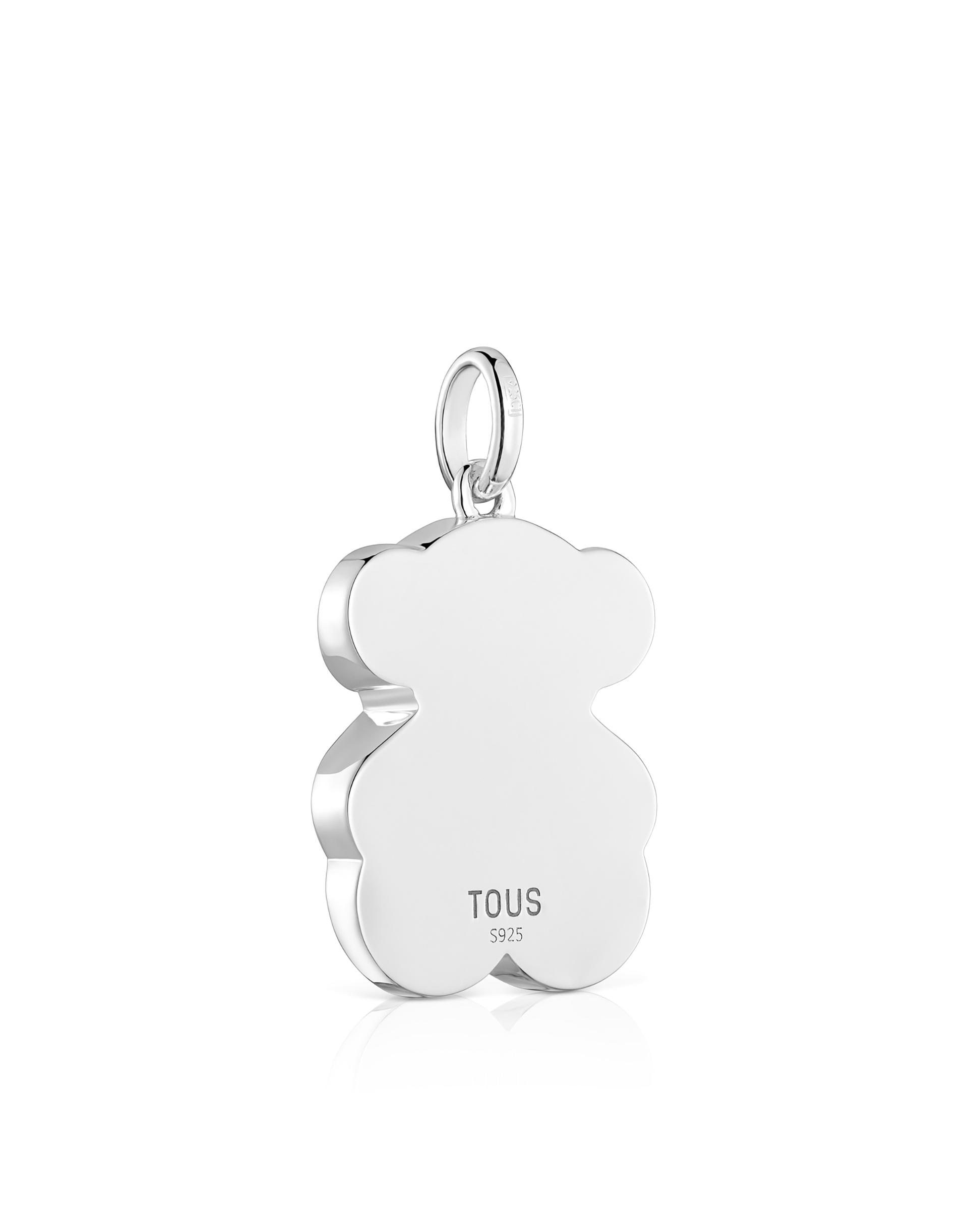 Pendente Icon Color Médio de Prata e Urso em Madrepérola Branco-3