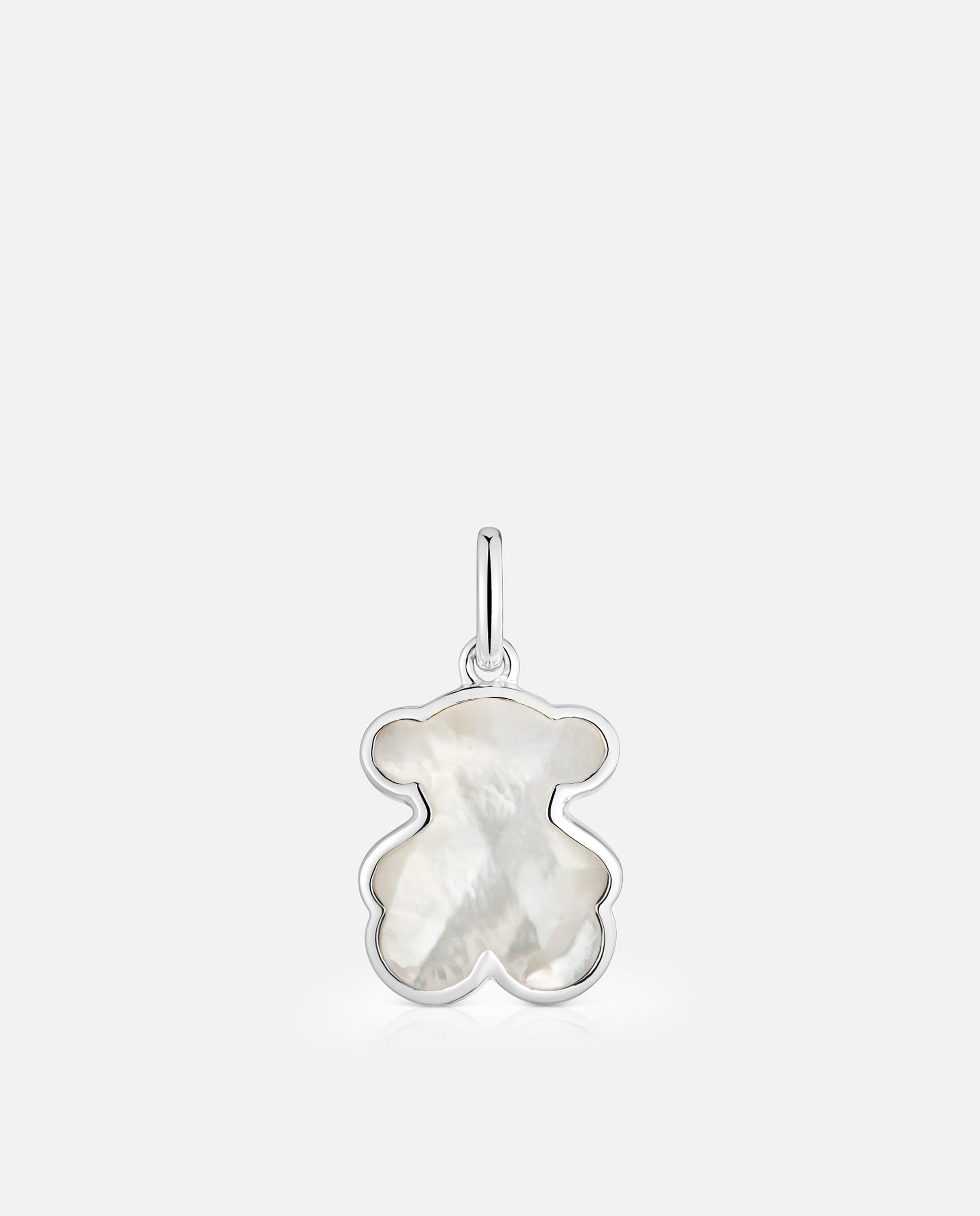 Pendente Icon Color Pequeno de Prata com Urso em Madrepérola Branco-1