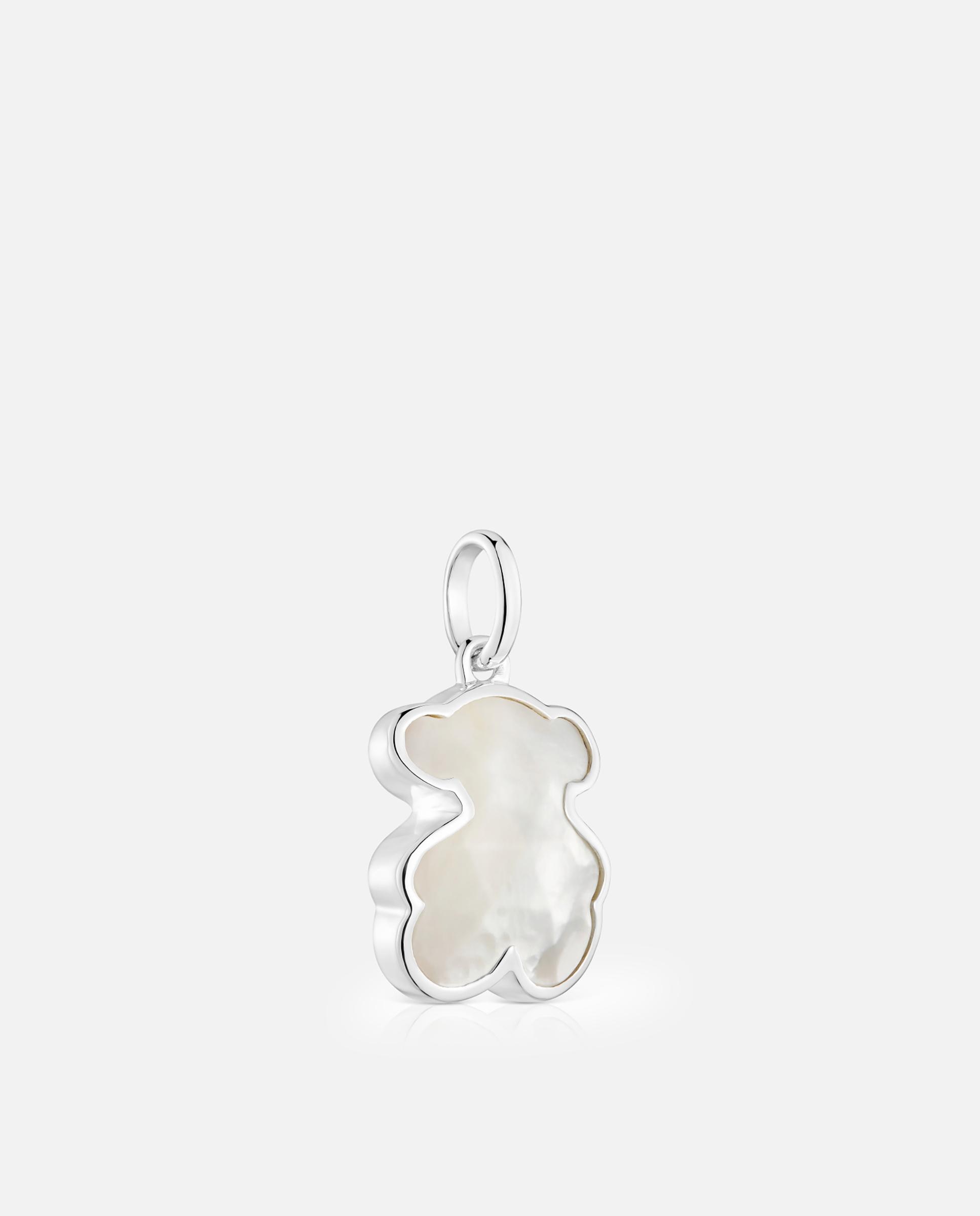 Pendente Icon Color Pequeno de Prata com Urso em Madrepérola Branco-2