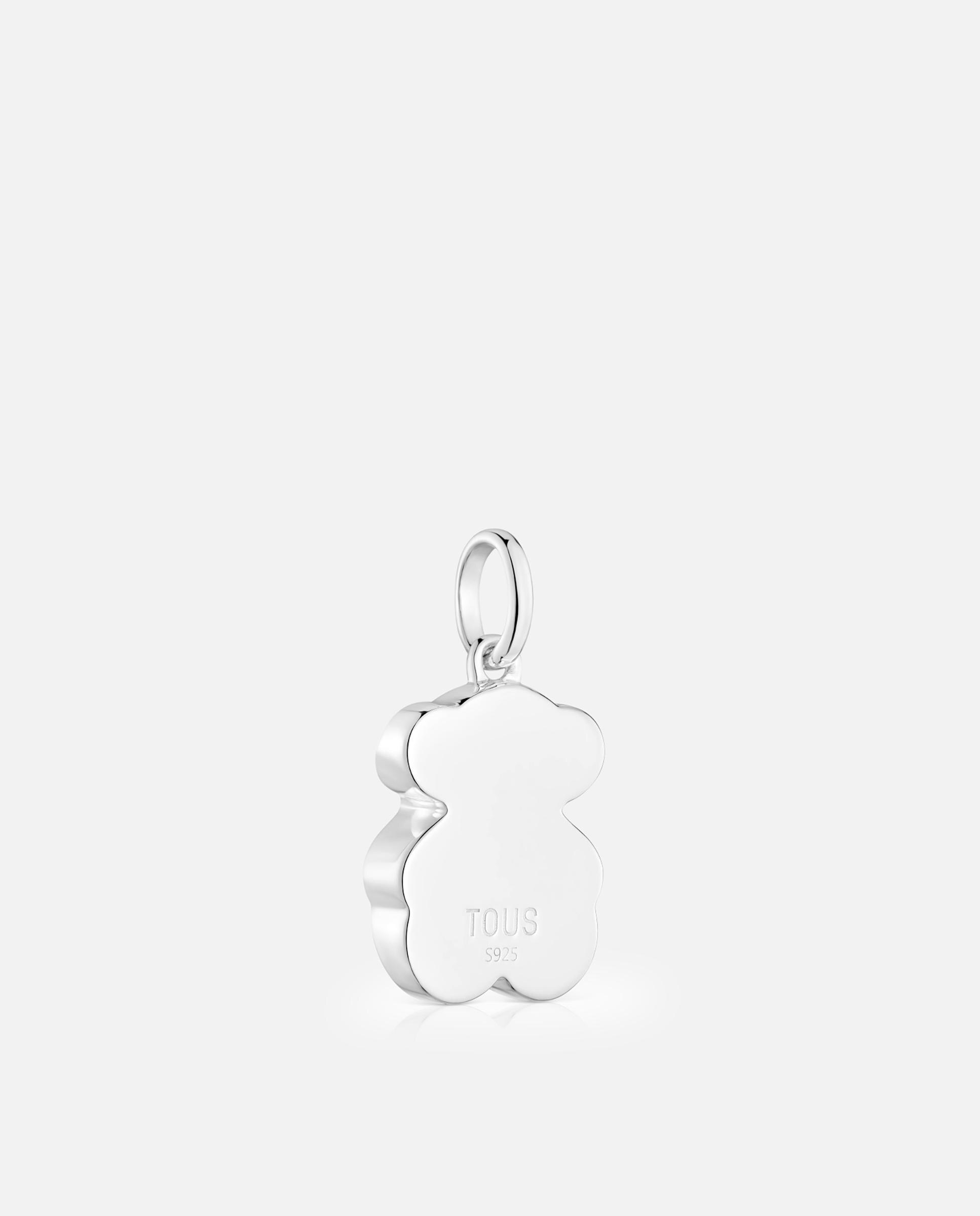 Pendente Icon Color Pequeno de Prata com Urso em Madrepérola Branco-3
