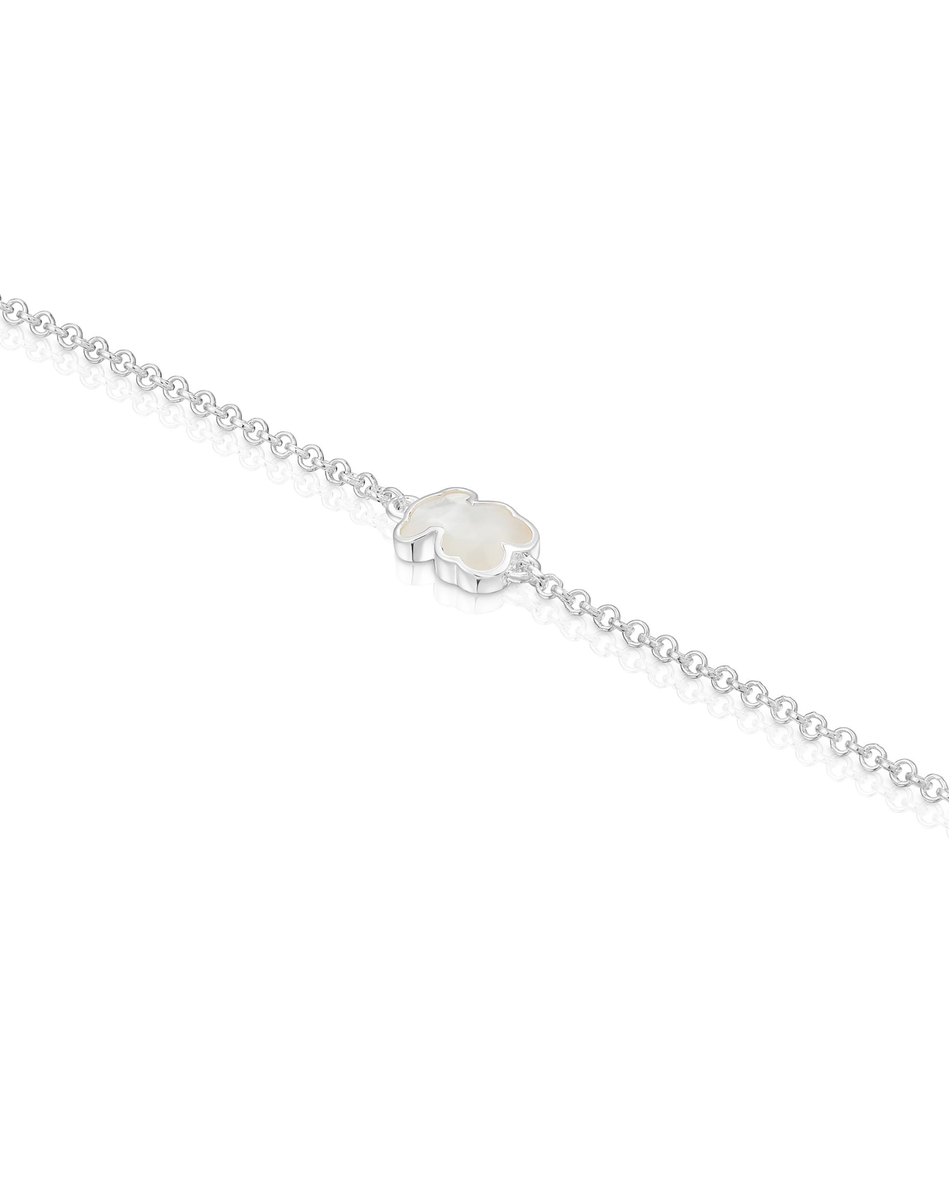 Pulseira de Corrente Icon Color de Prata e Urso em Madrepérola Prata-3